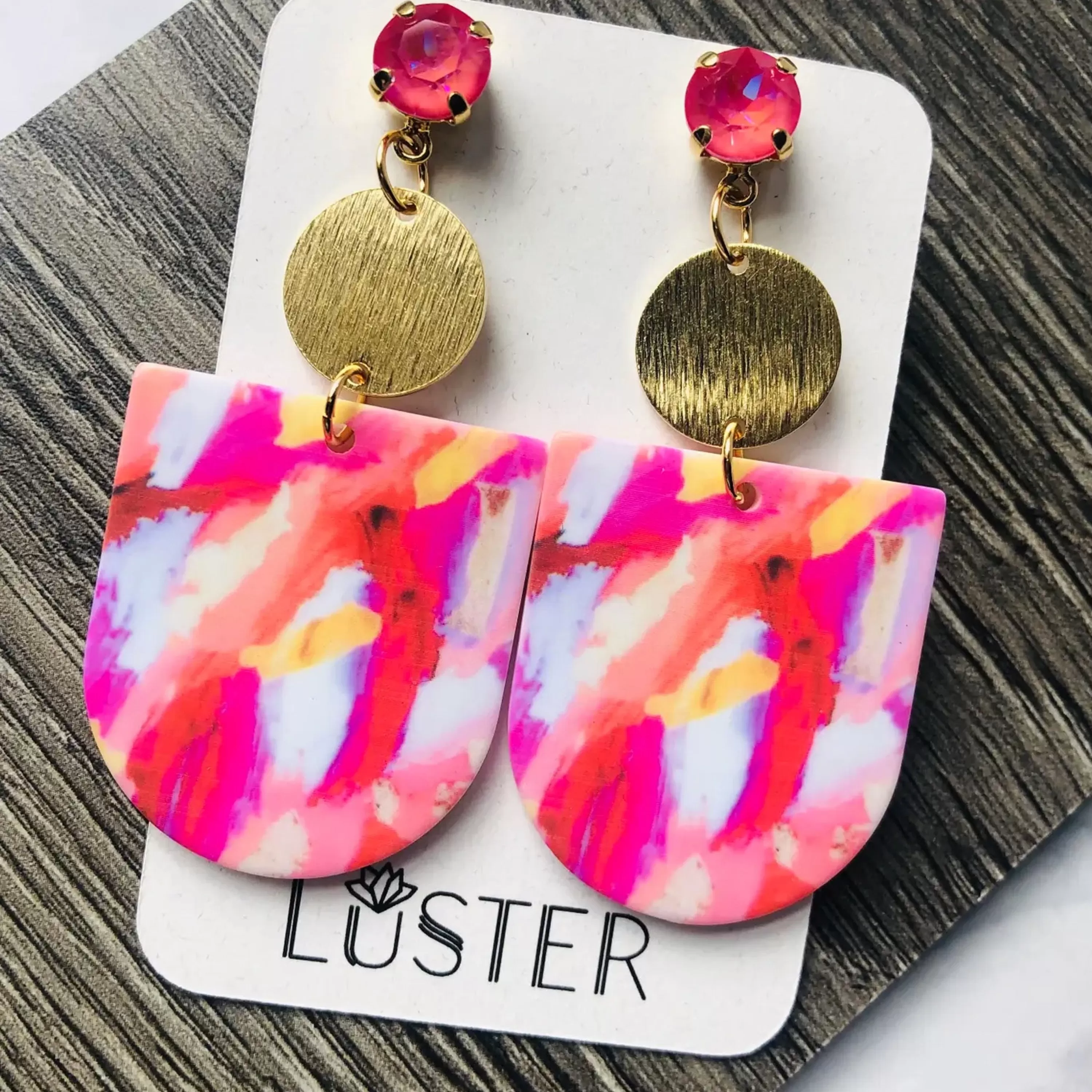 Clearance Luster Abstract Painting Unique Statement Earrings