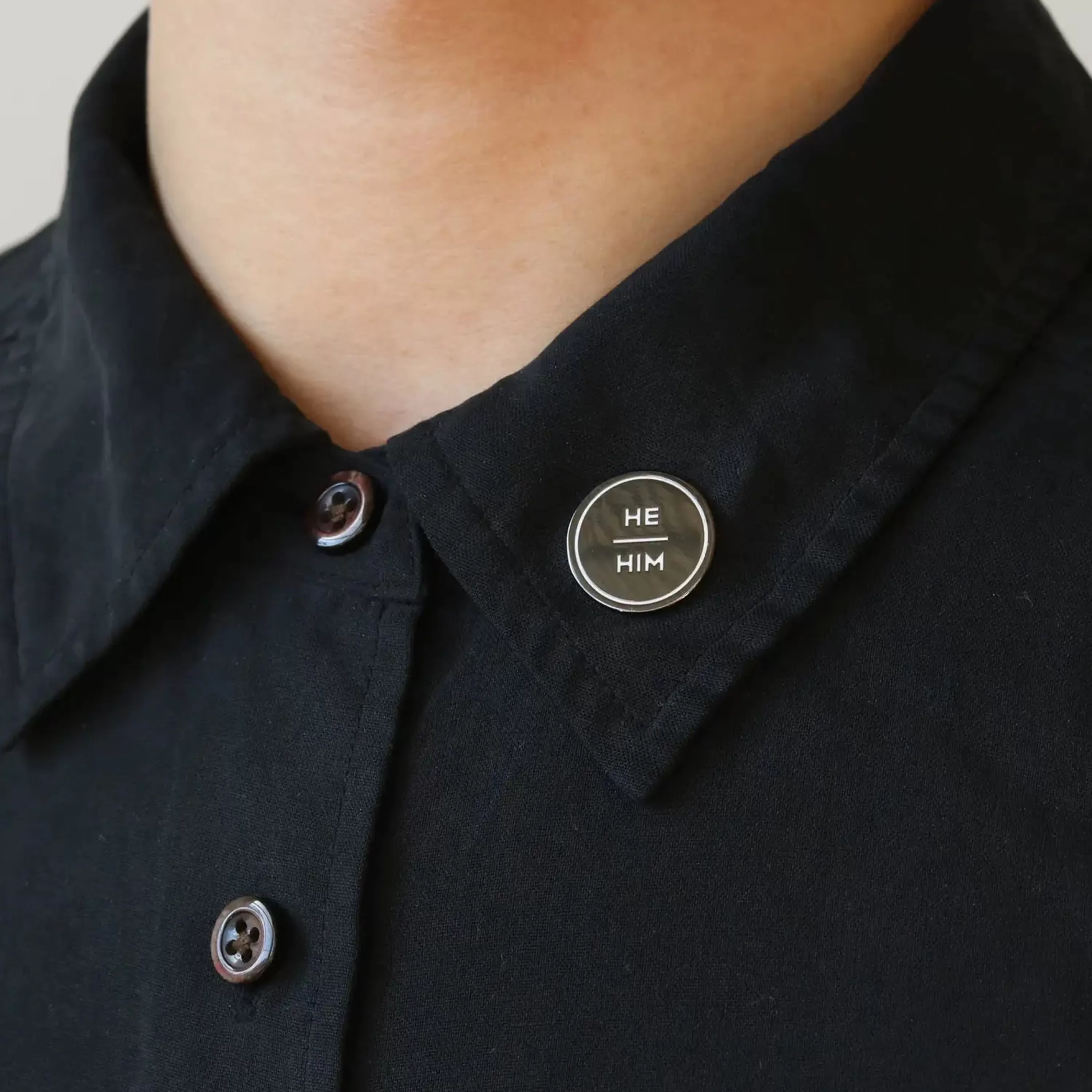 Discount Gamut Pins Anthracite Enamel Pronoun Pin: He/Him