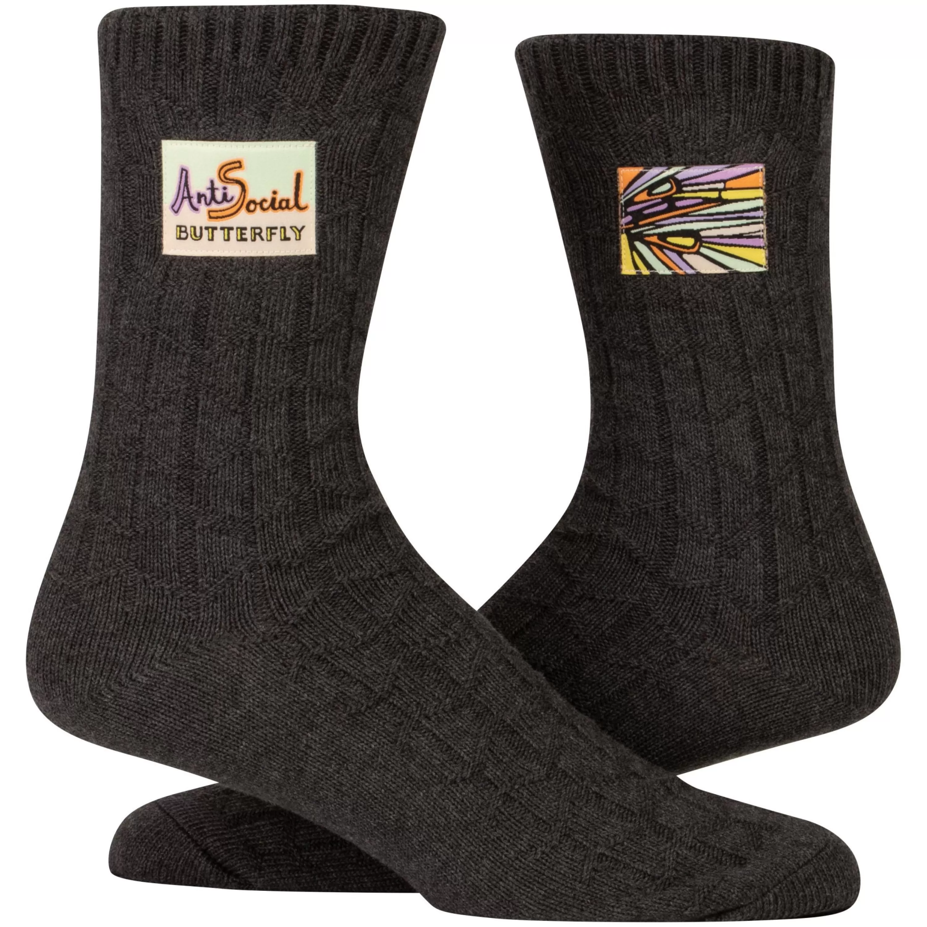 Hot Blue Q Antisocial Butterfly Tag Socks