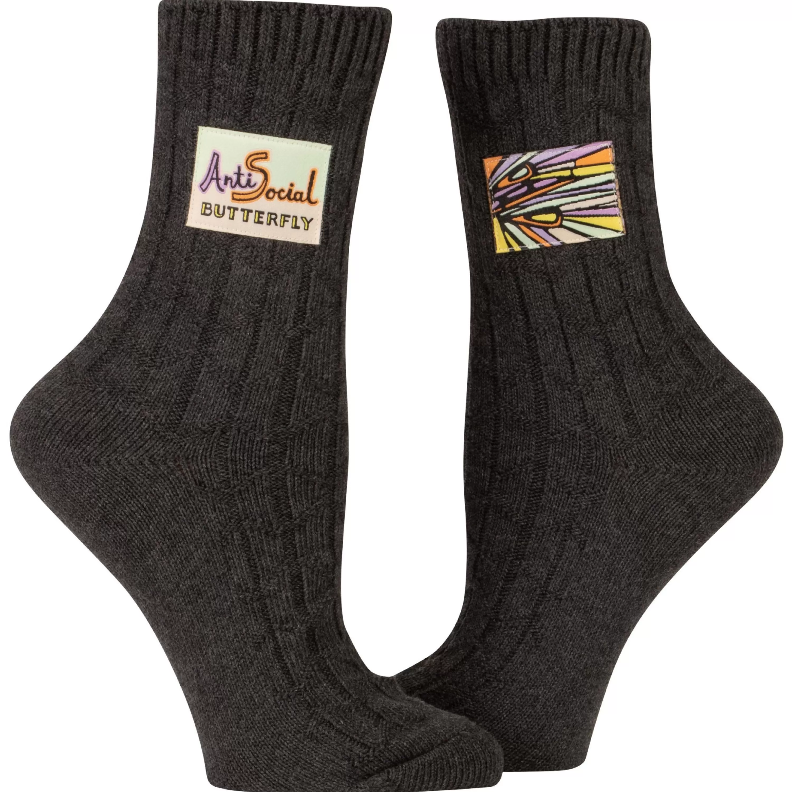 Hot Blue Q Antisocial Butterfly Tag Socks