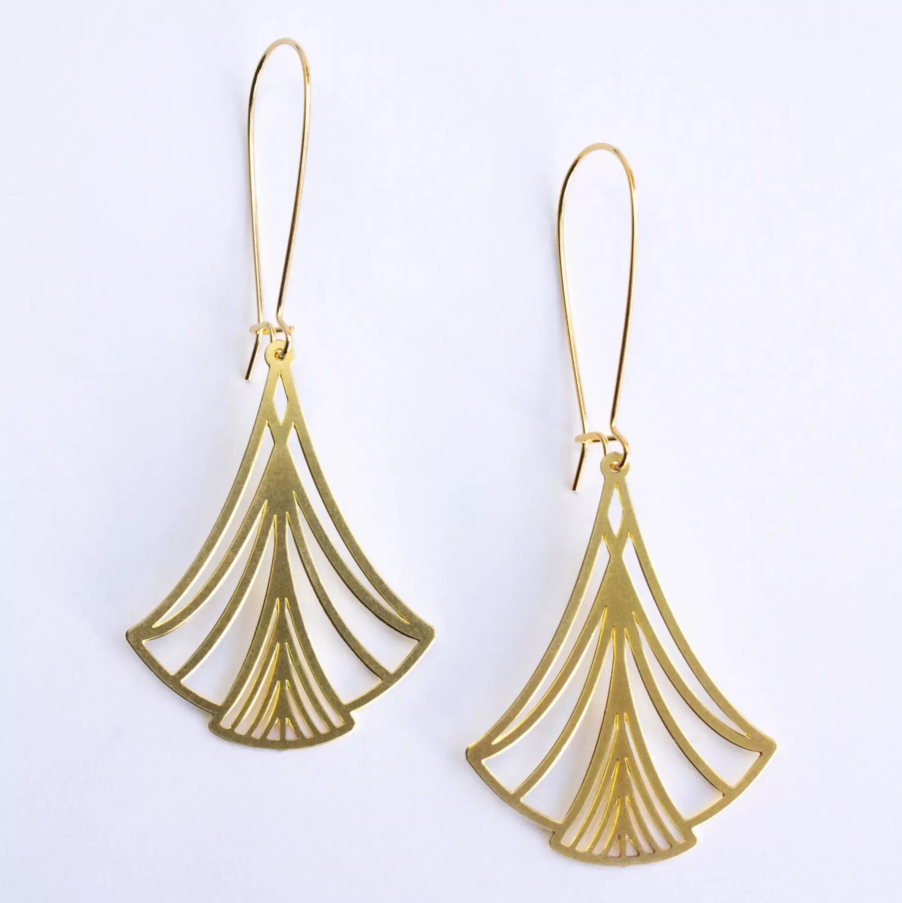 New A Tea Leaf Jewelry Art Nouveau Triangles Earrings Gold