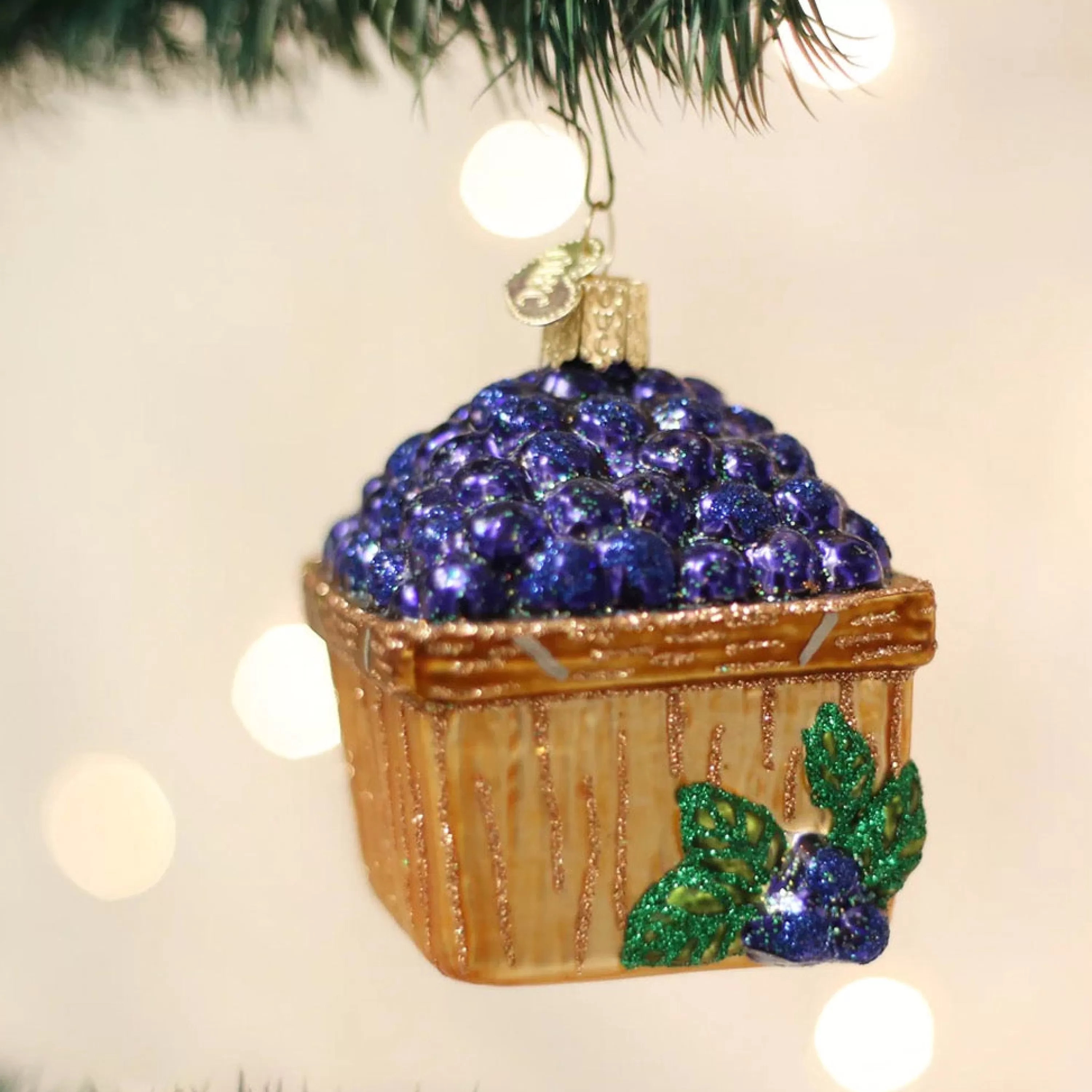 Old World Christmas Basket Of Blueberries Ornament