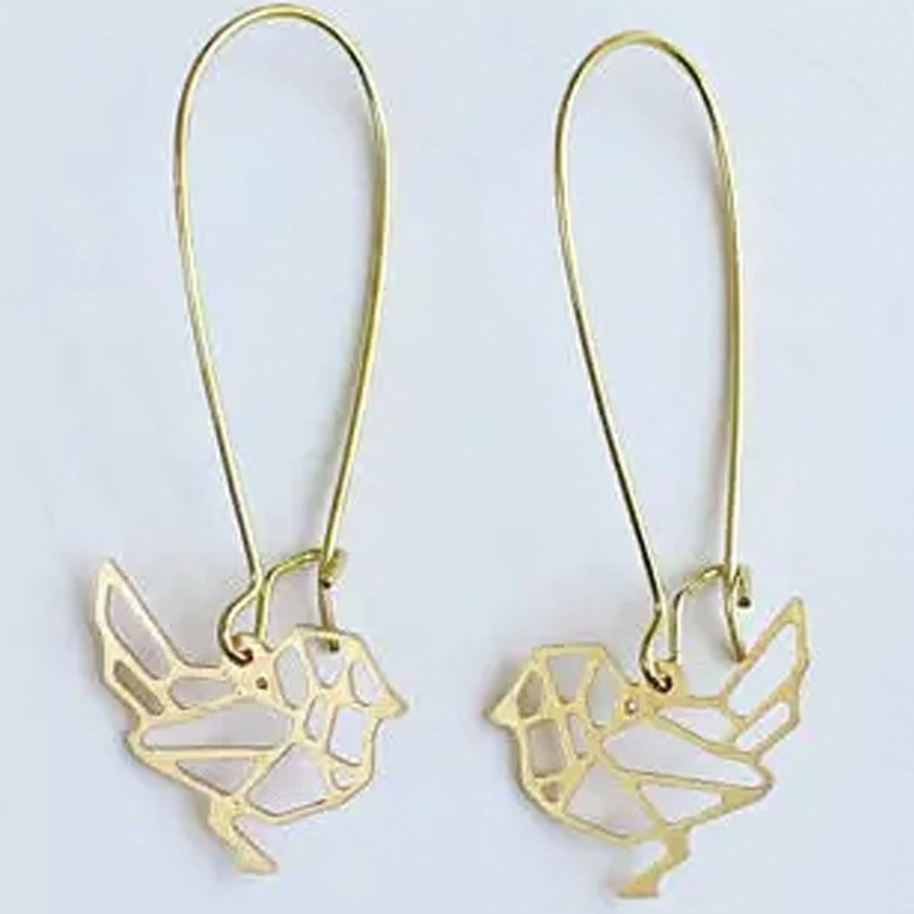 Hot A Tea Leaf Jewelry Bird Geometric Earrings Gold