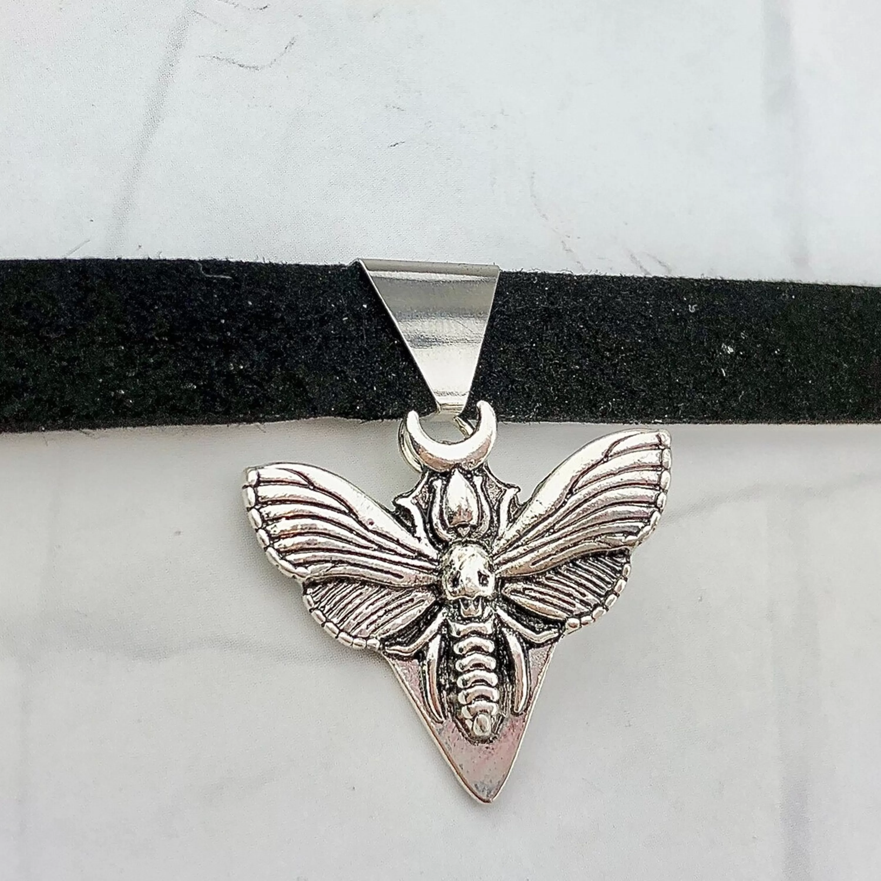 Flash Sale SpotLight Jewelry Black Gothic Velvet Choker Death Head Moth