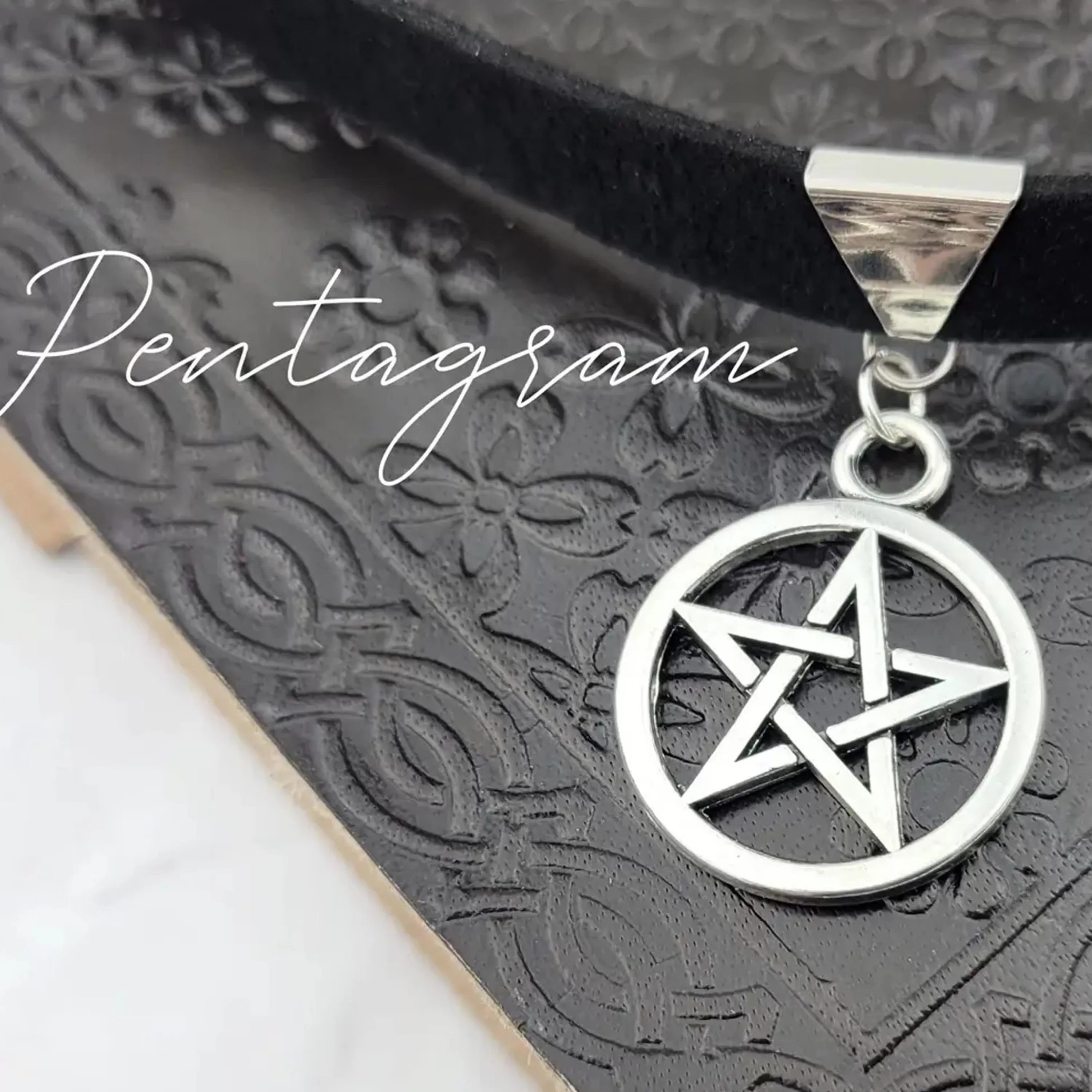 Best Sale SpotLight Jewelry Black Gothic Velvet Choker Pentagram