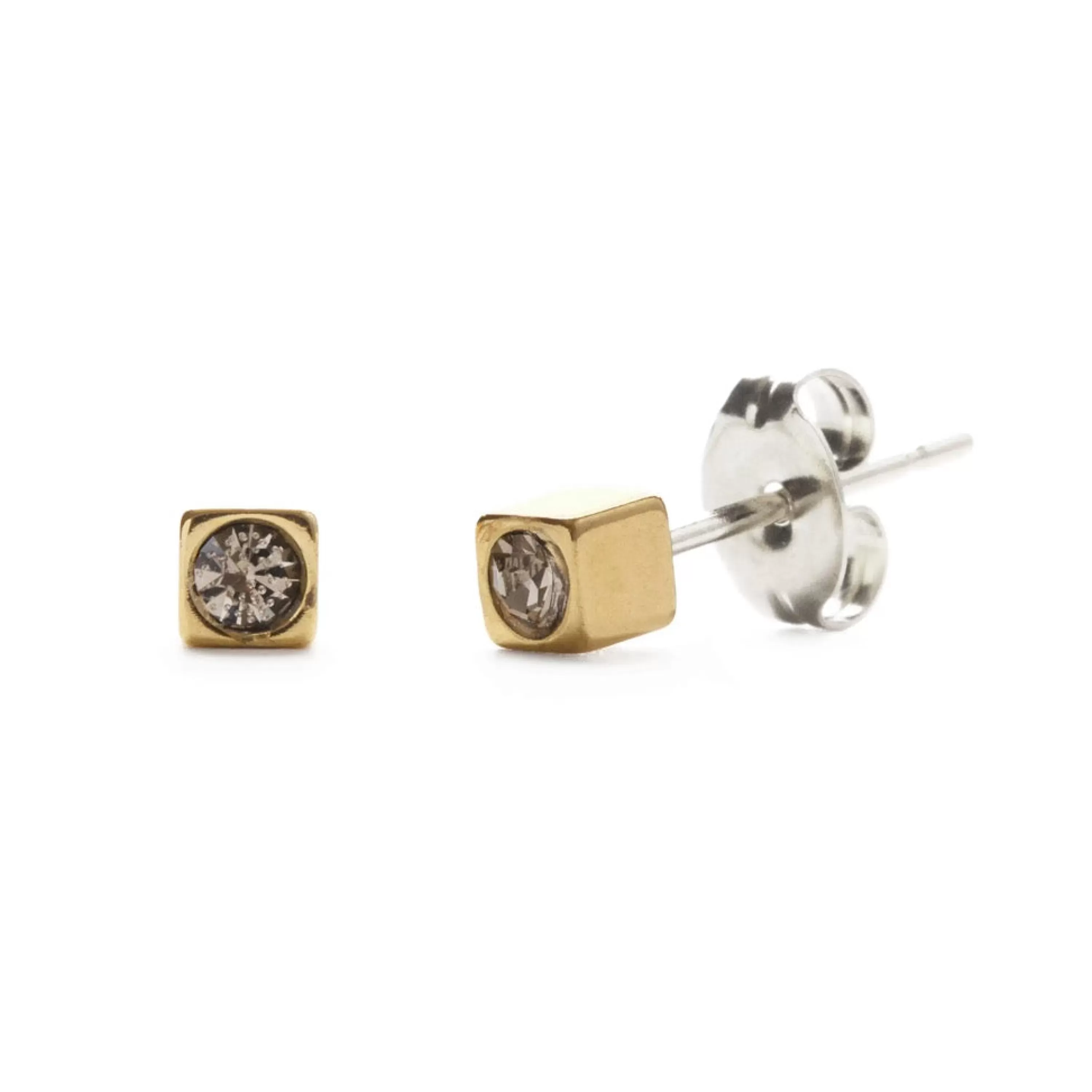 Fashion Amano Studio Brass Cube With Crystal Stud Earrings