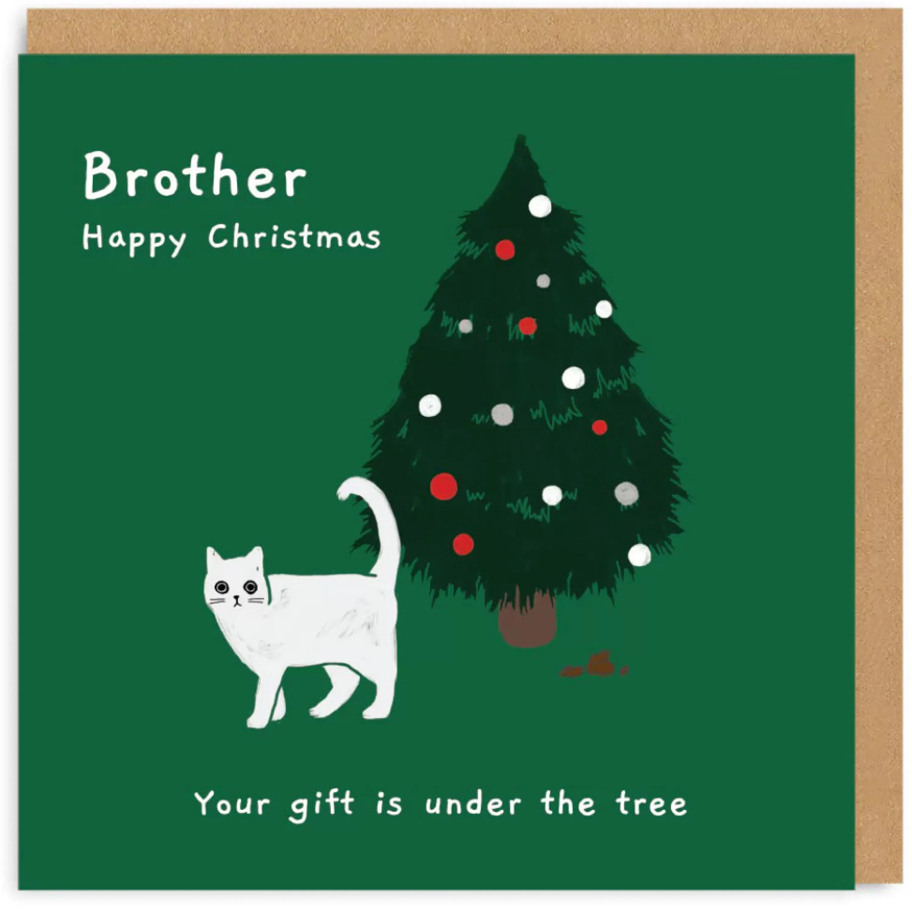 Ohh Deer Brother Christmas Gift Under The Tree Card