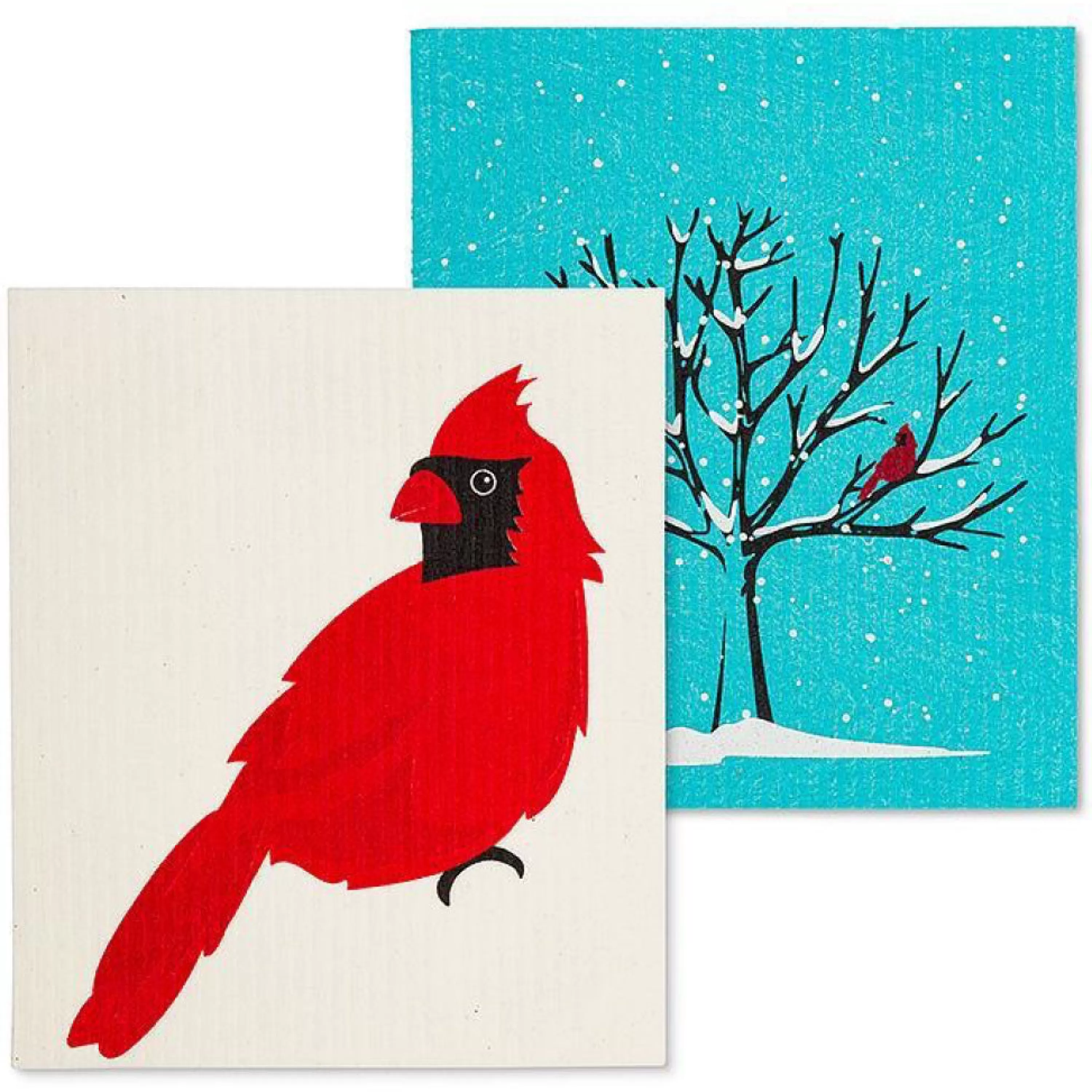 Abbott Collection Cardinal & Tree Swedish Dishcloths Set Of 2