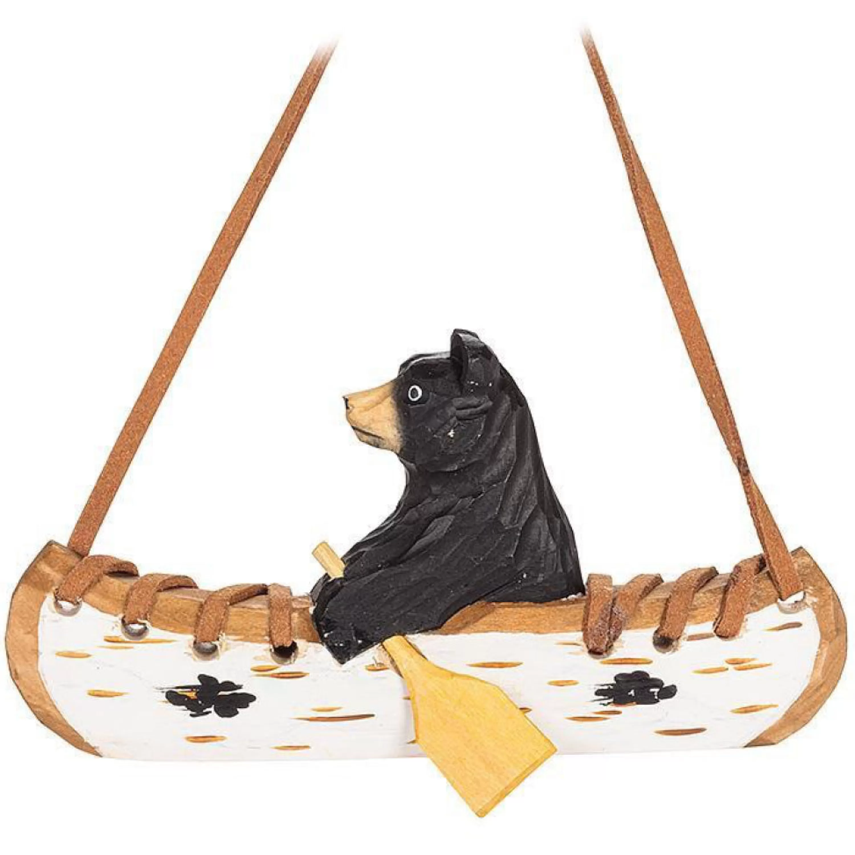 Abbott Collection Carved Bear In Canoe Ornament