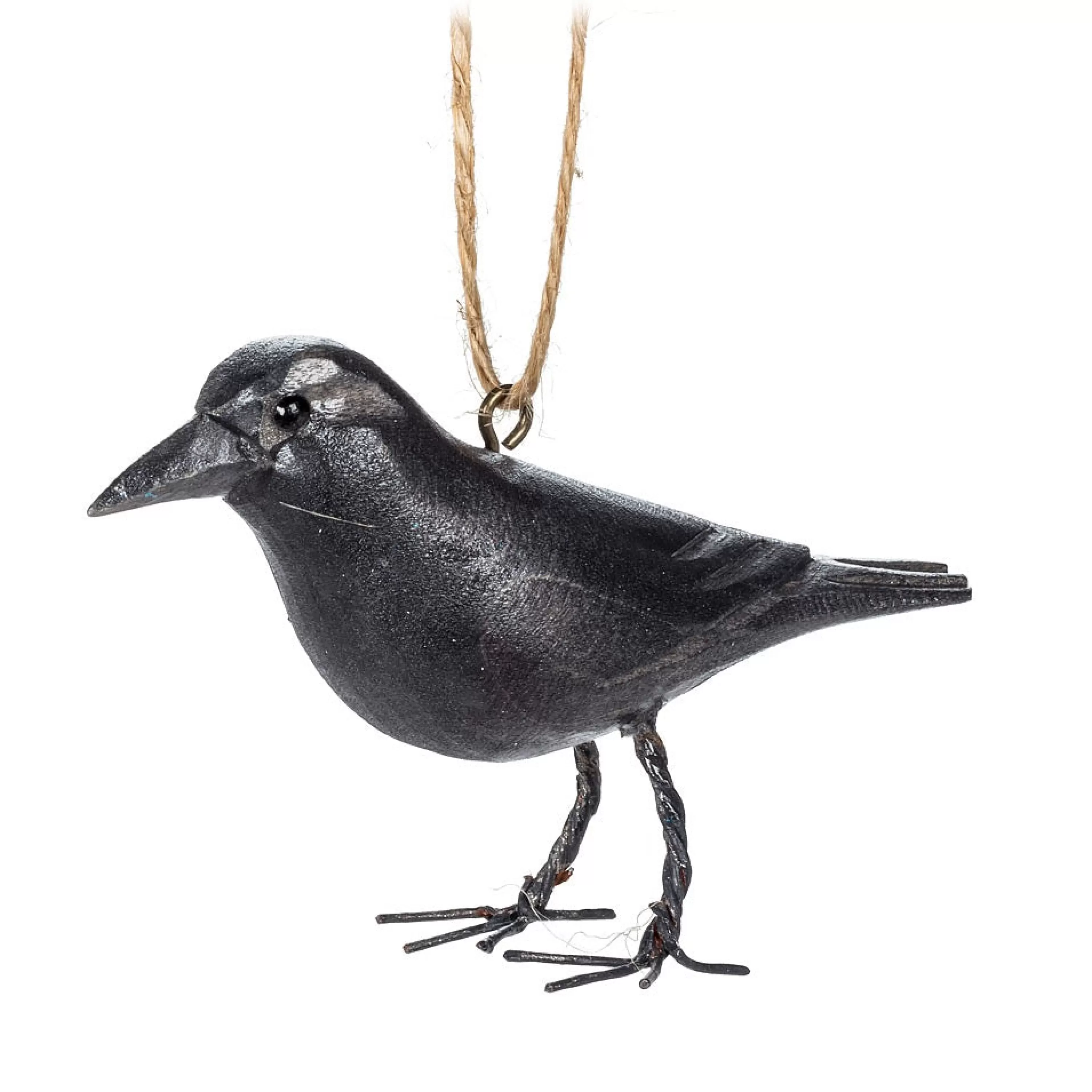 Abbott Collection Carved Crow Ornament