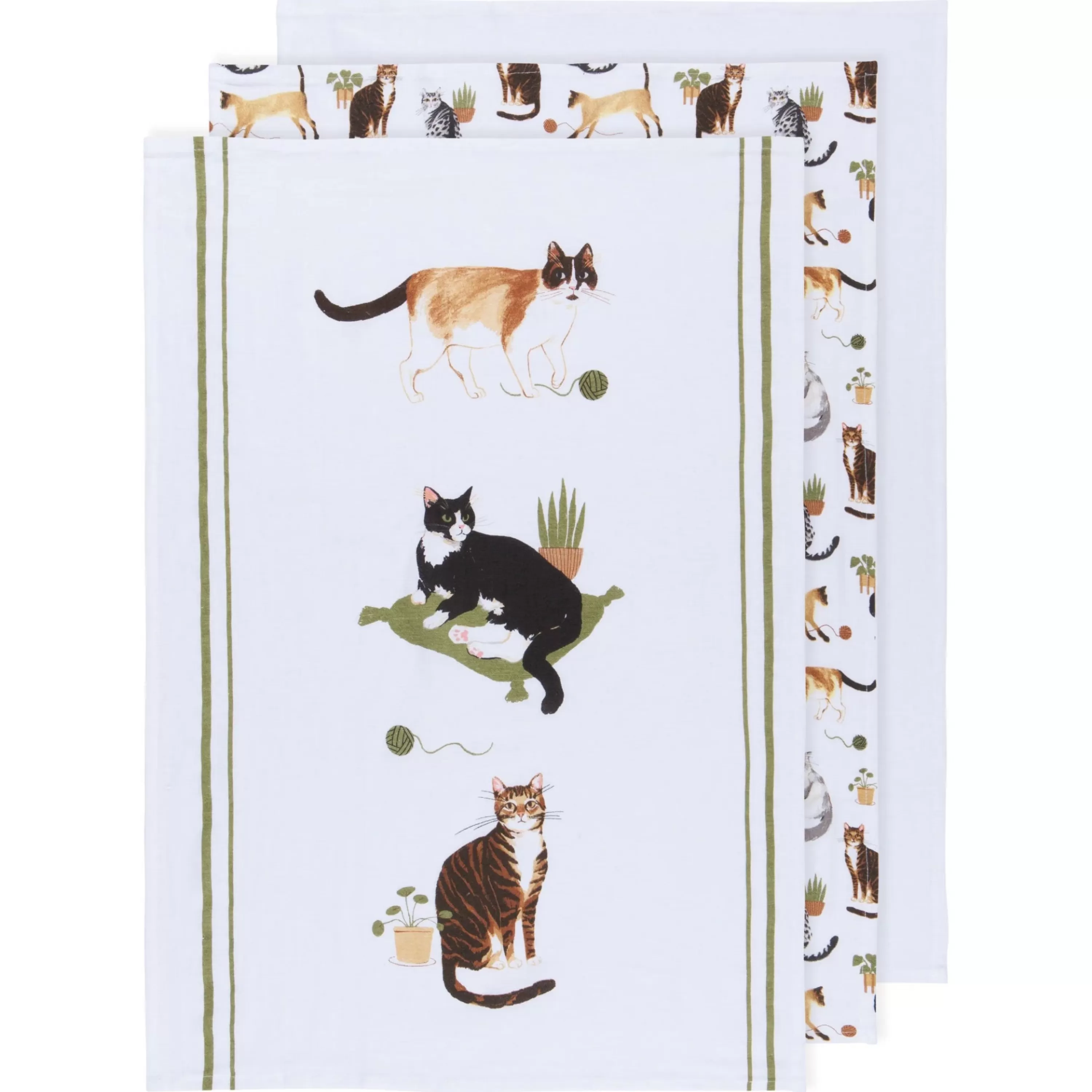 New Danica Cat Collective Floursack Dishtowels Set Of 3