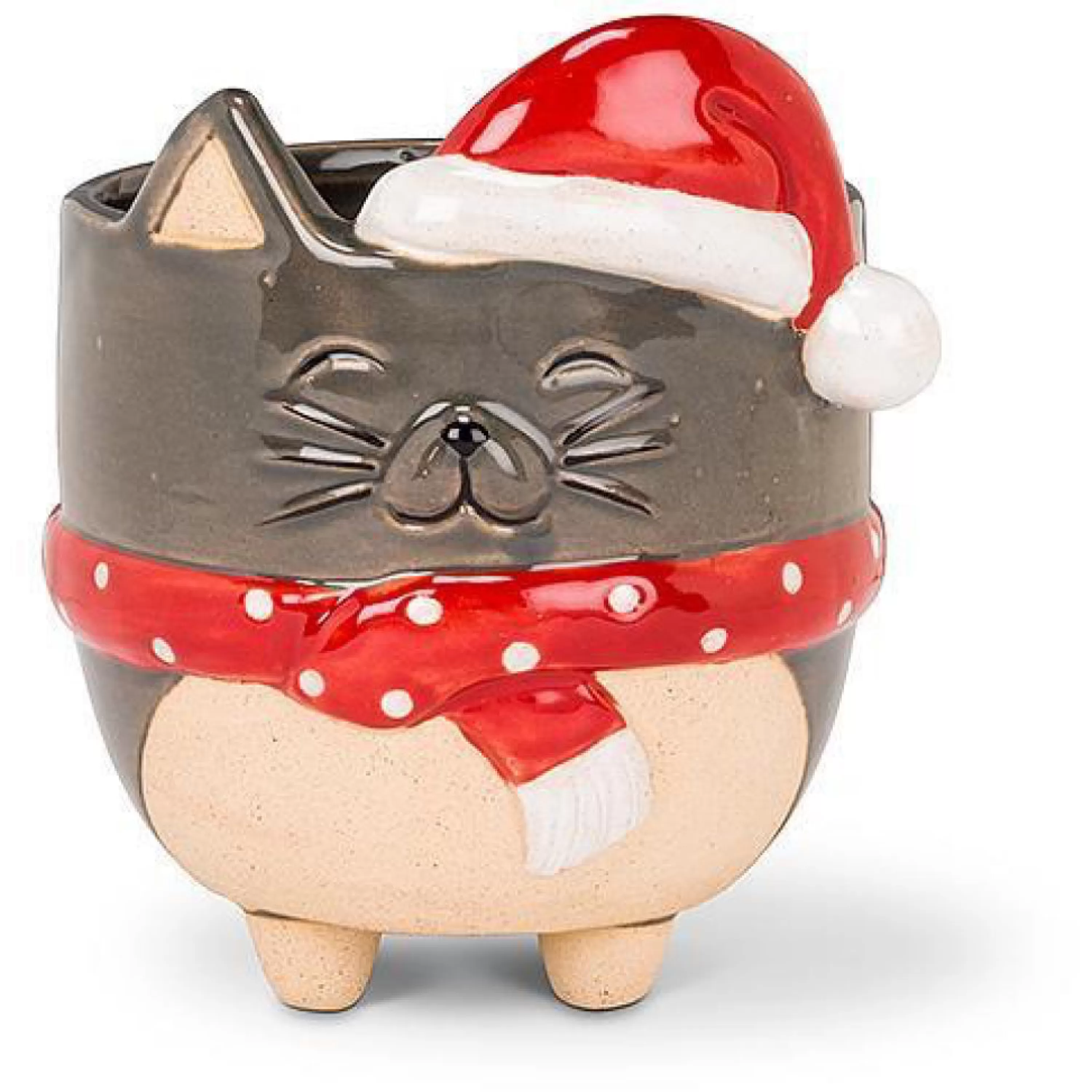 Abbott Collection Cat In Santa Hat Planter Large