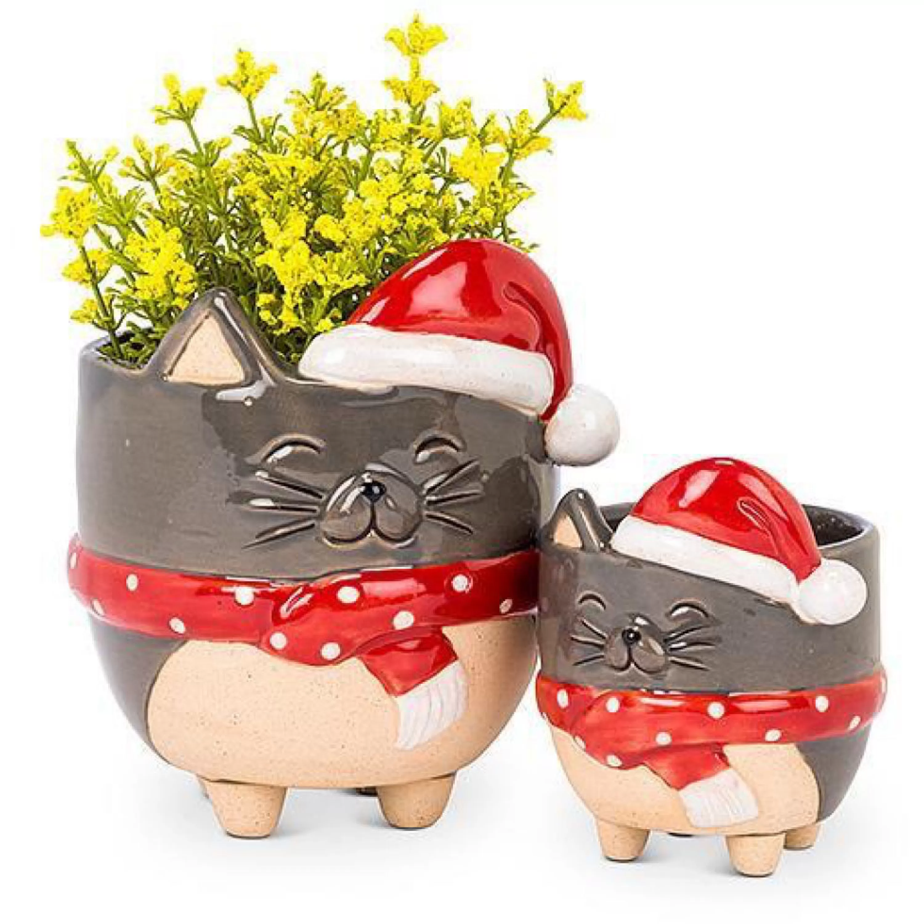 Abbott Collection Cat In Santa Hat Planter Large