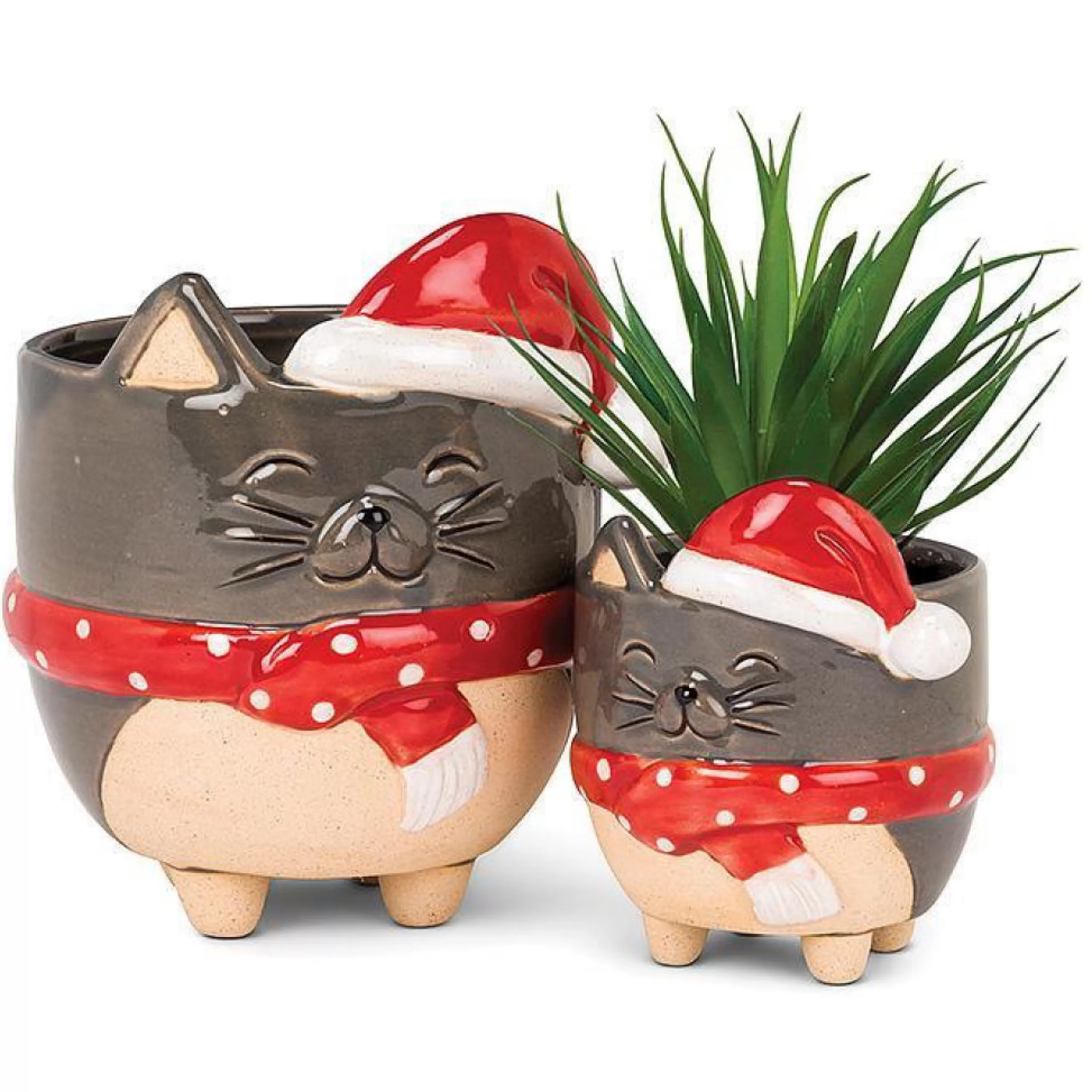 Abbott Collection Cat In Santa Hat Planter Small