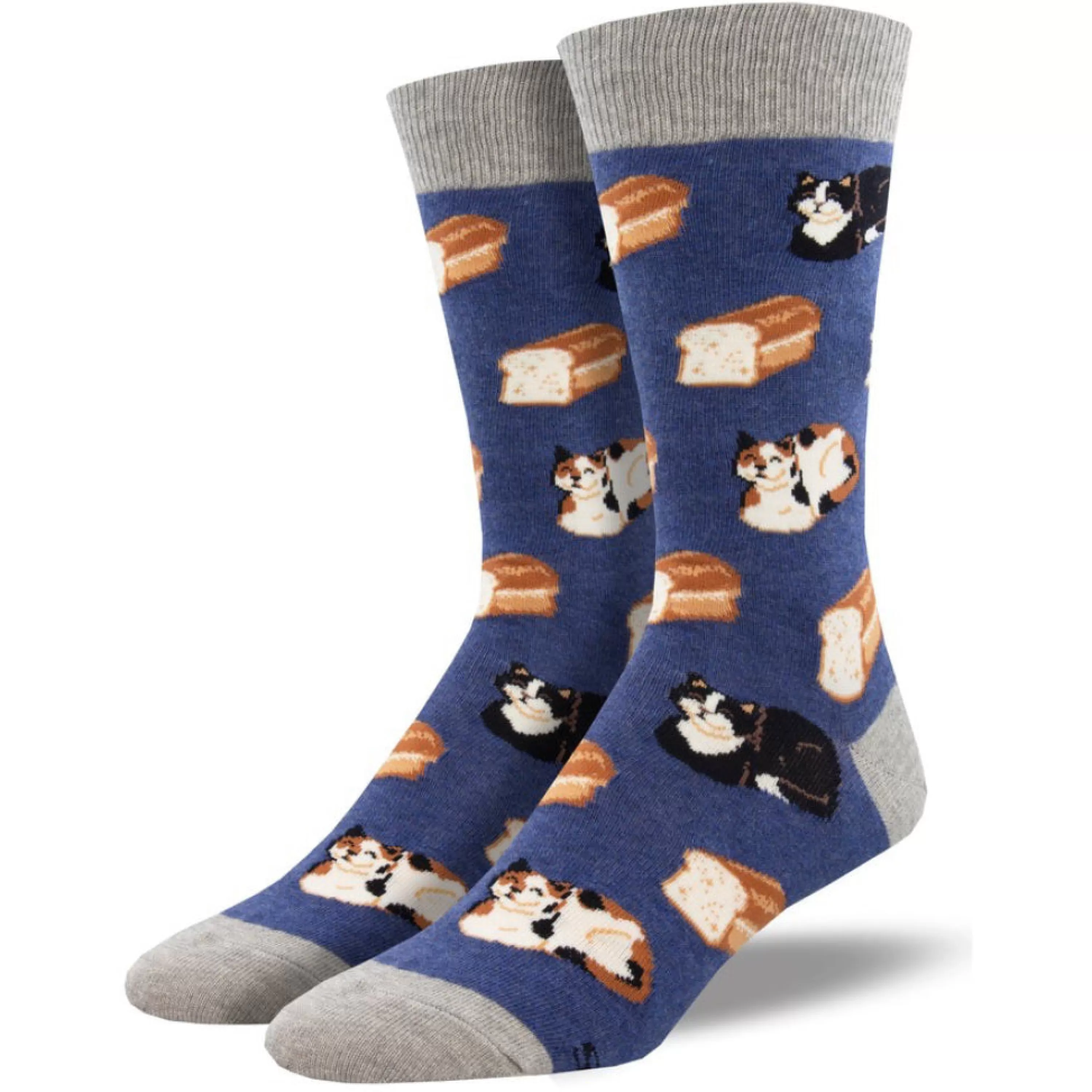 Cheap SockSmith Cat Loaf Socks Denim Heather