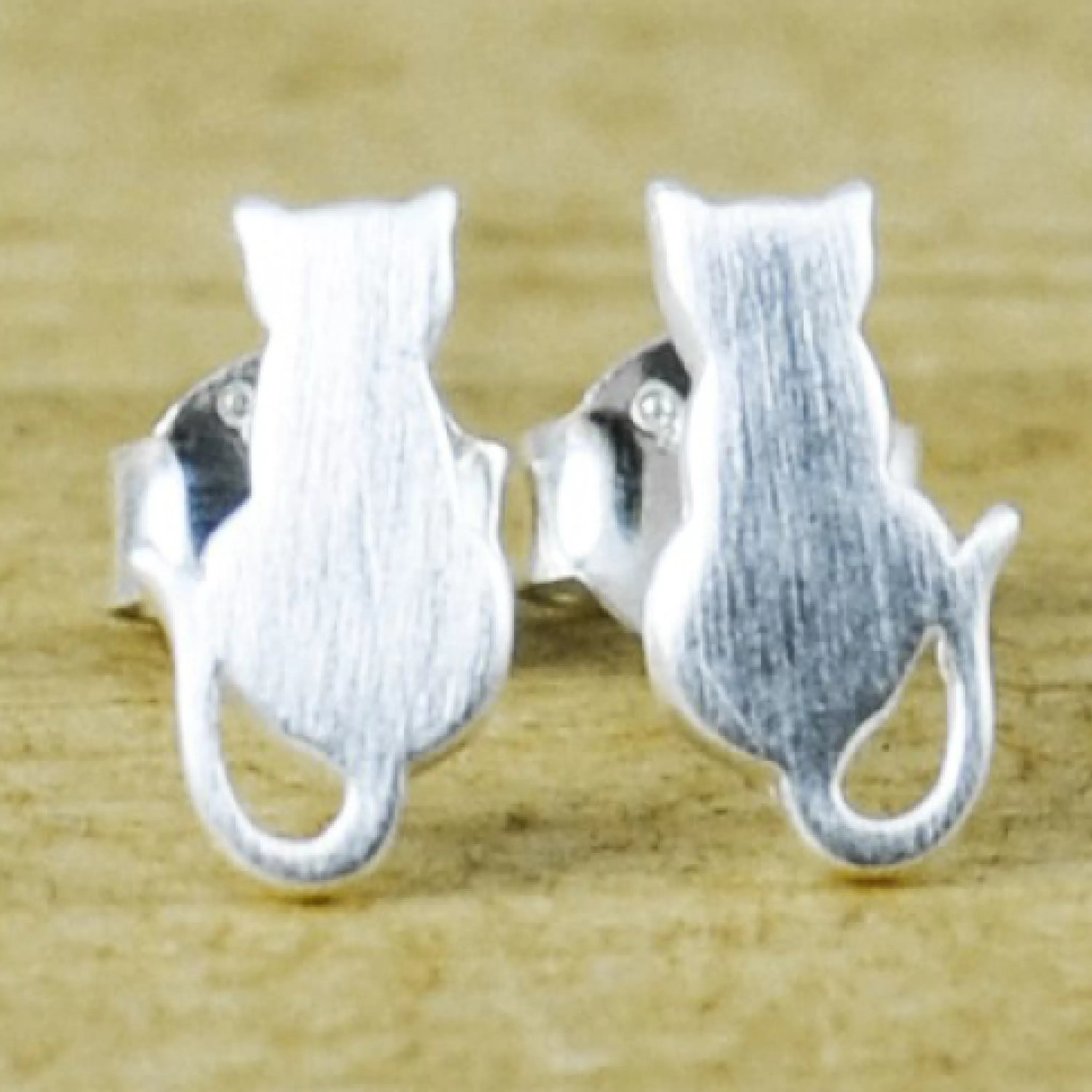 Discount Tashi Cat Studs Brushed Sterling Silver