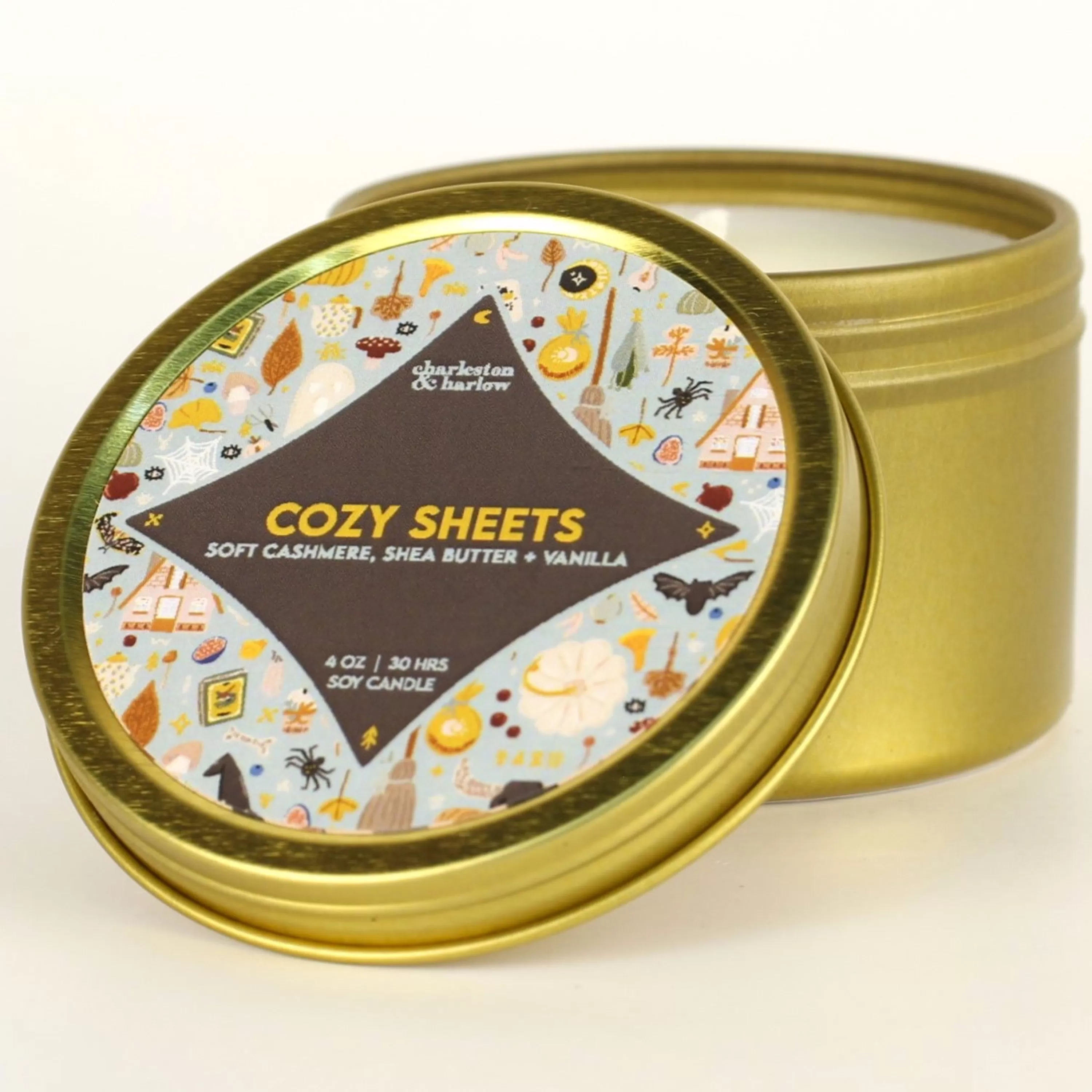 Cheap Charleston & Harlow Candle Co. Cozy Sheets Soy Wax Candle Travel Tin