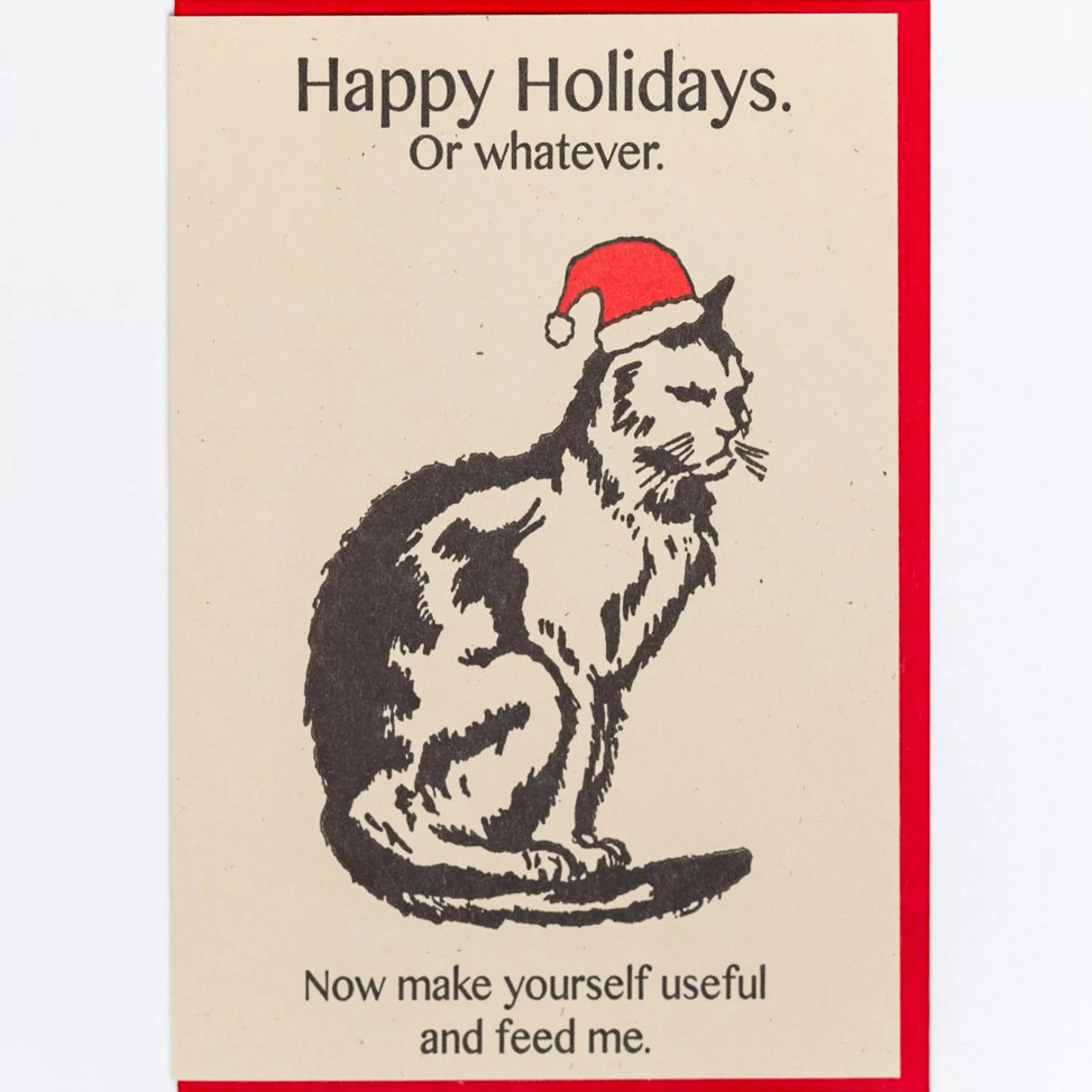 Lady Pilot Letterpress Cranky Cat Holiday Card