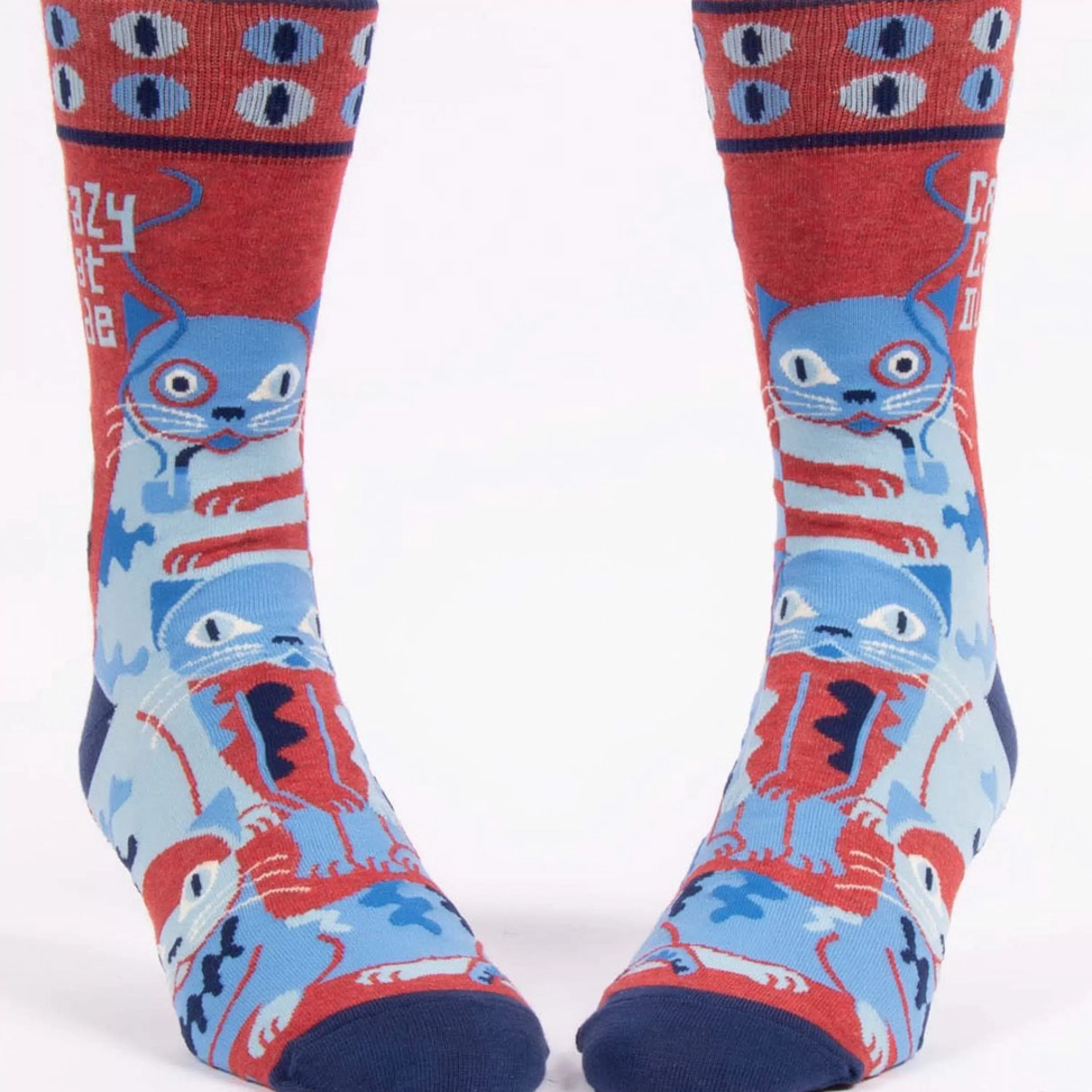 Outlet Blue Q Crazy Cat Dude Men's Socks