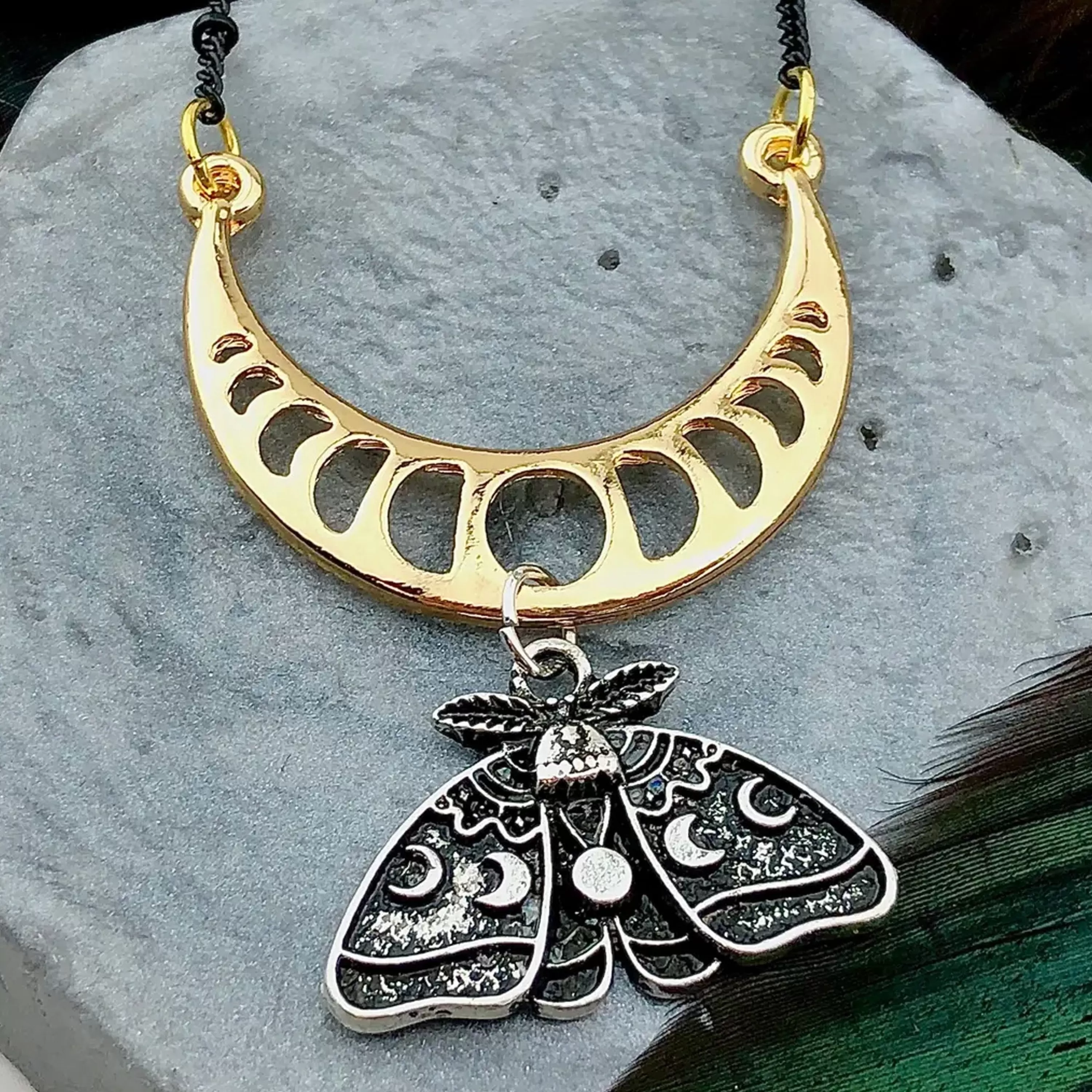 Cheap SpotLight Jewelry Crescent Moon Luna Moth Necklace