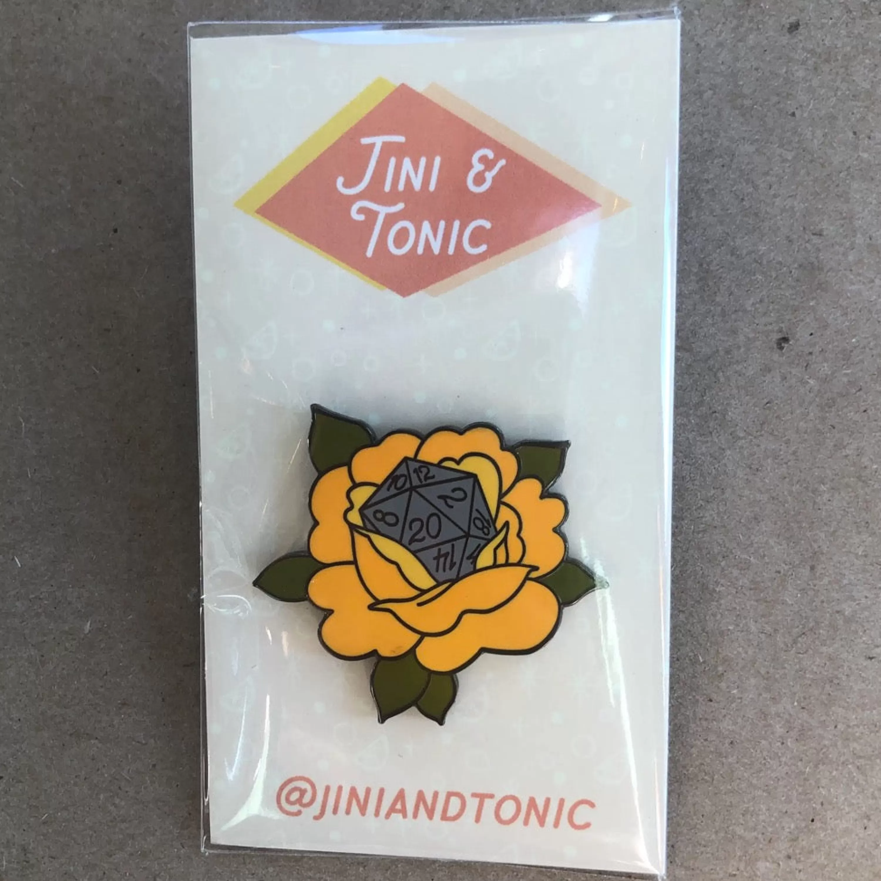 Flash Sale Jini & Tonic D20 Rose Enamel Pin