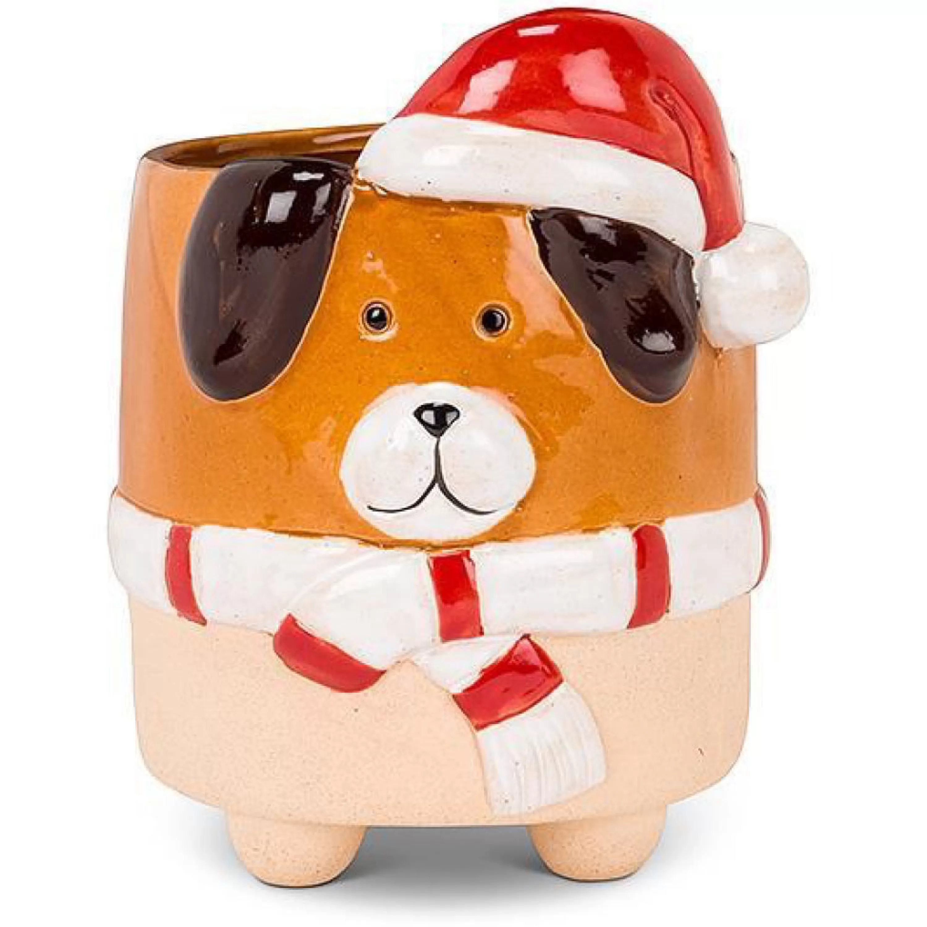 Abbott Collection Dog In Santa Hat Planter Large