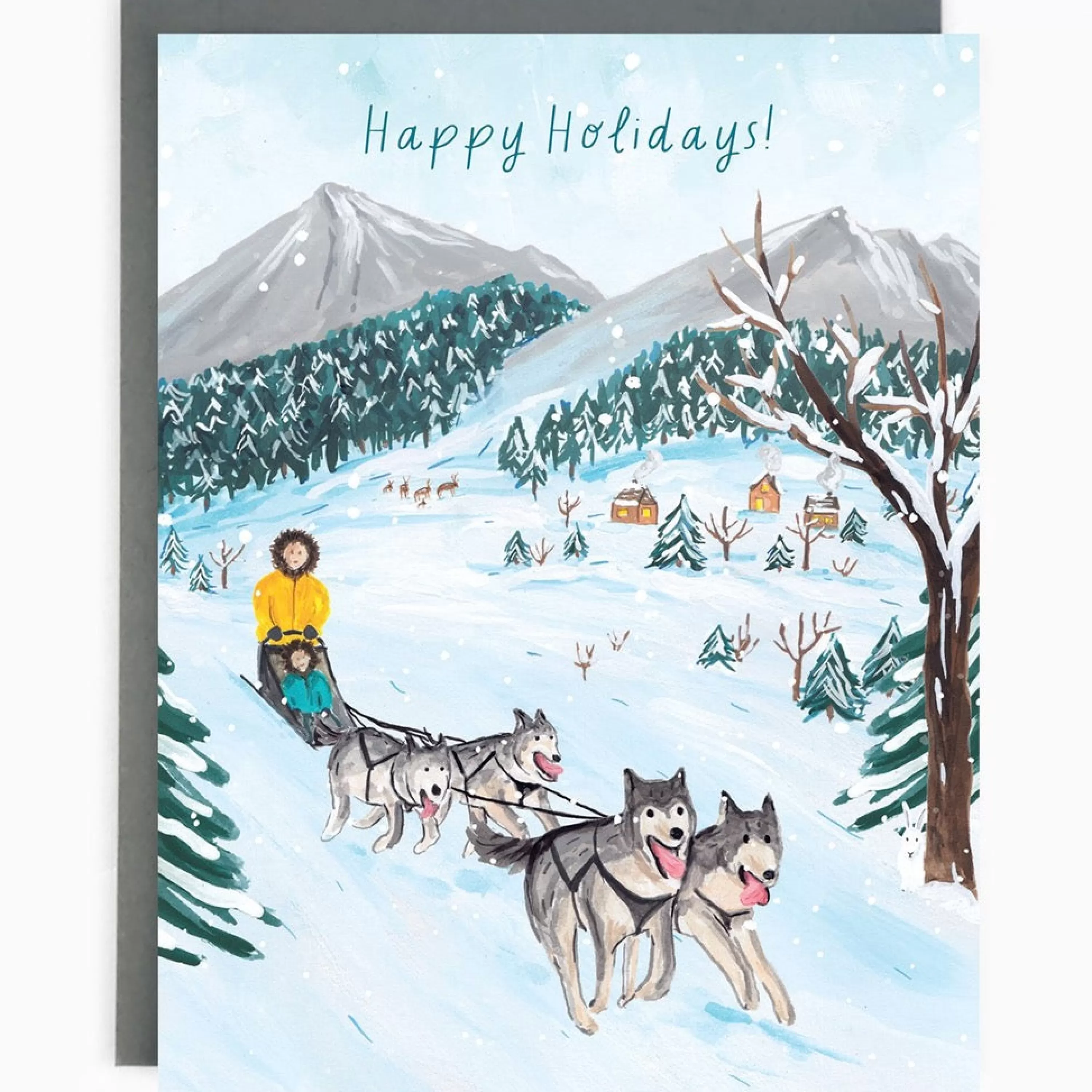 The Paperhood Dog Sledding Holiday Card