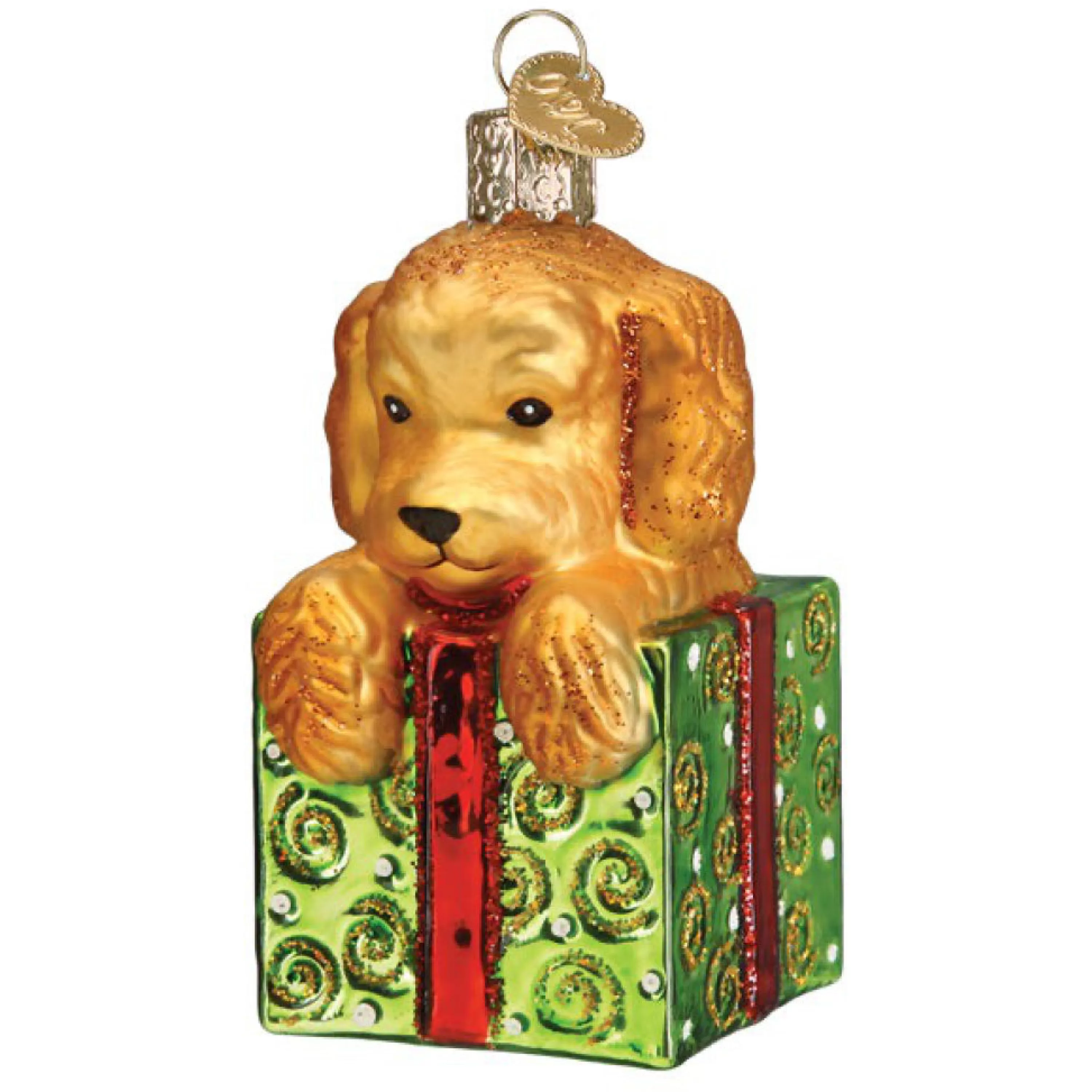 Old World Christmas Doodle Puppy Surprise Ornament