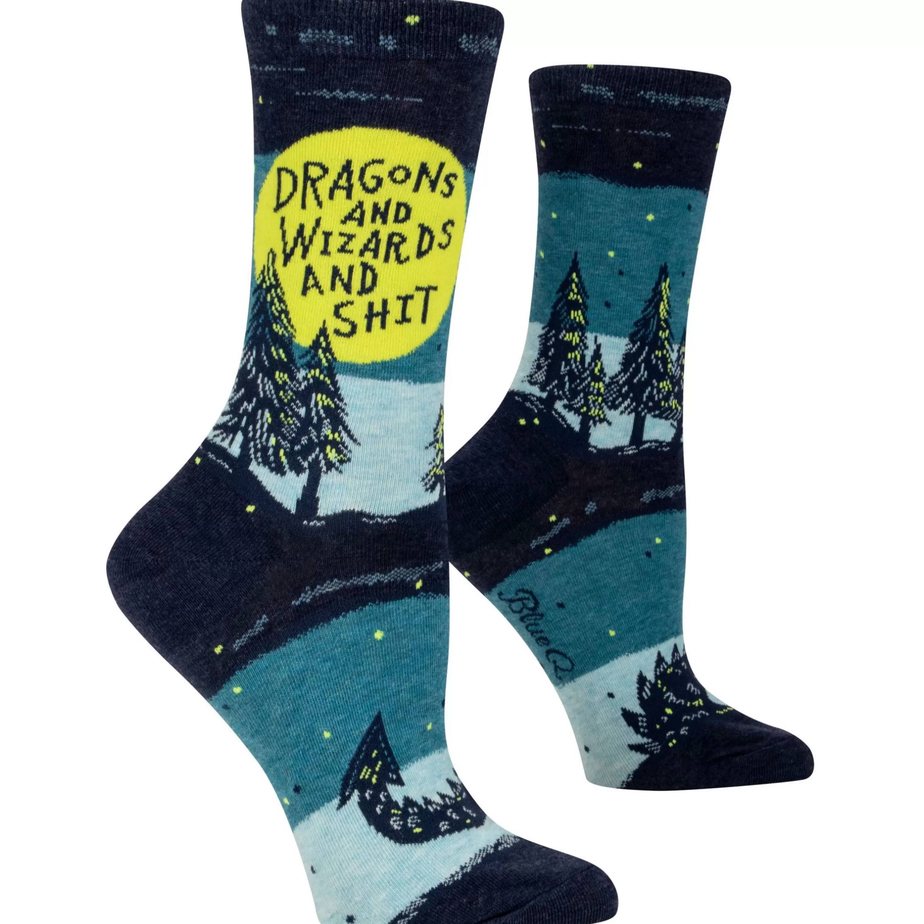 New Blue Q Dragons & Wizards Crew Socks