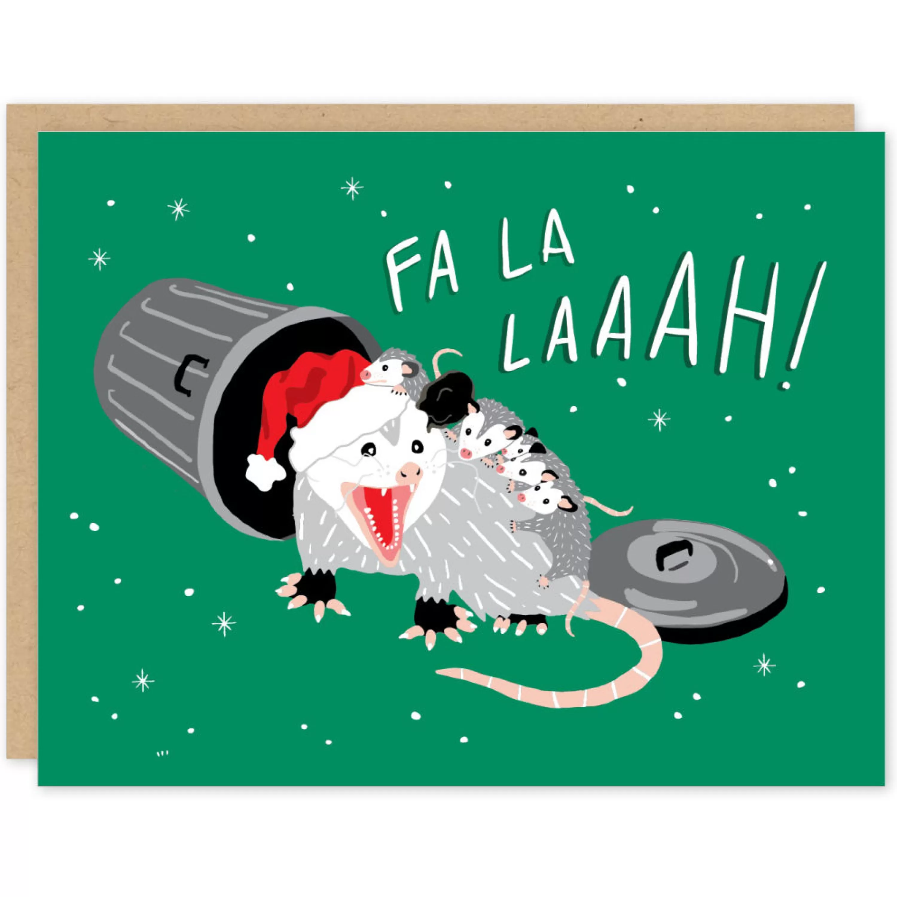 Party of One Fa La Possum Holiday Card