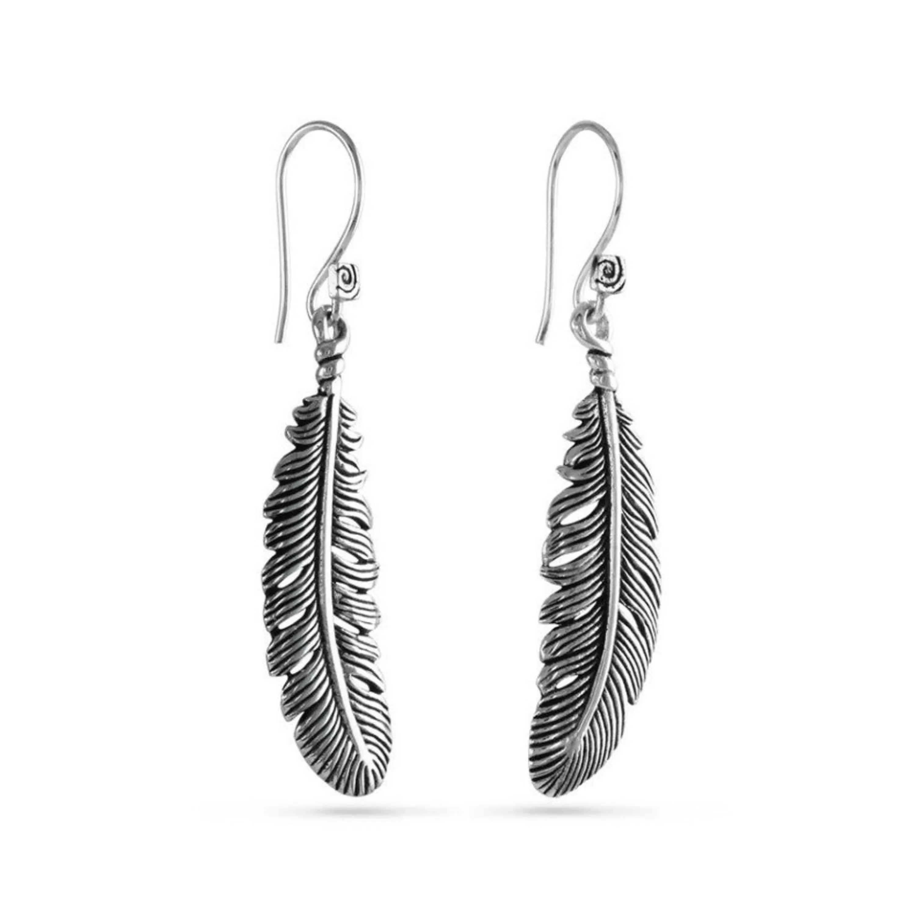 Hot Lost Apostle Feather Earrings Silver