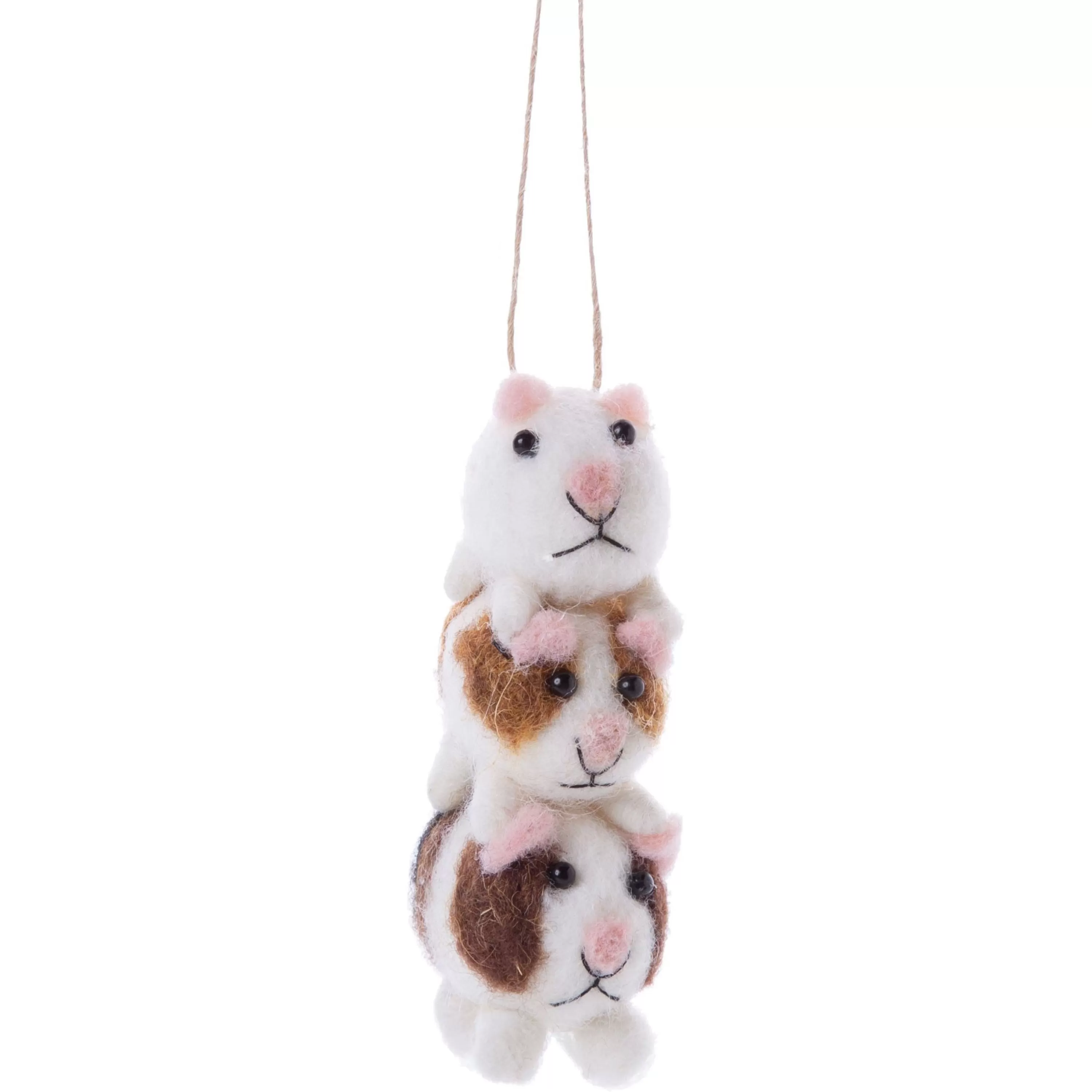 Silver Tree Felt Guinea Pig Stack Ornament