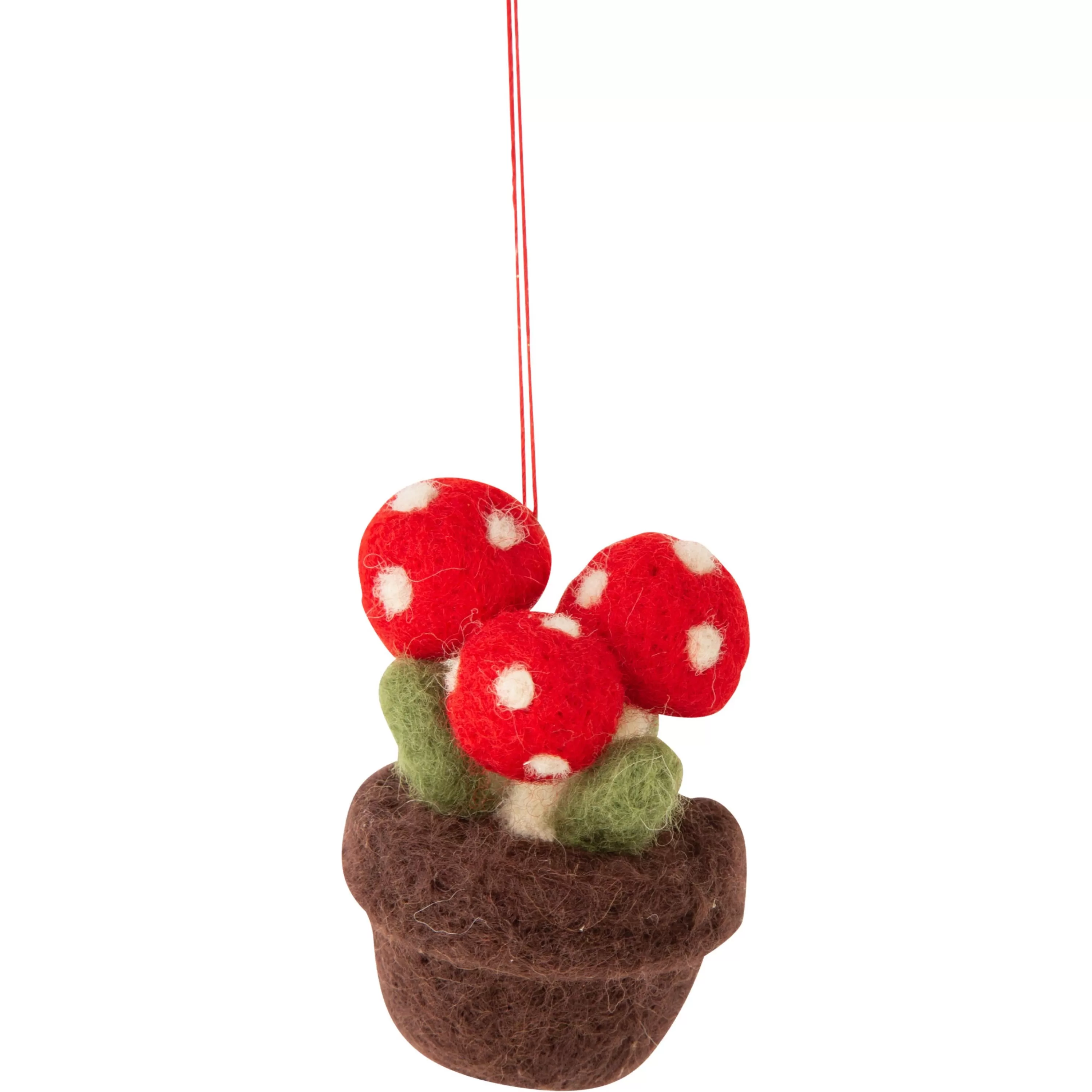 Silver Tree Felt Potted Mushroom Trio Ornament