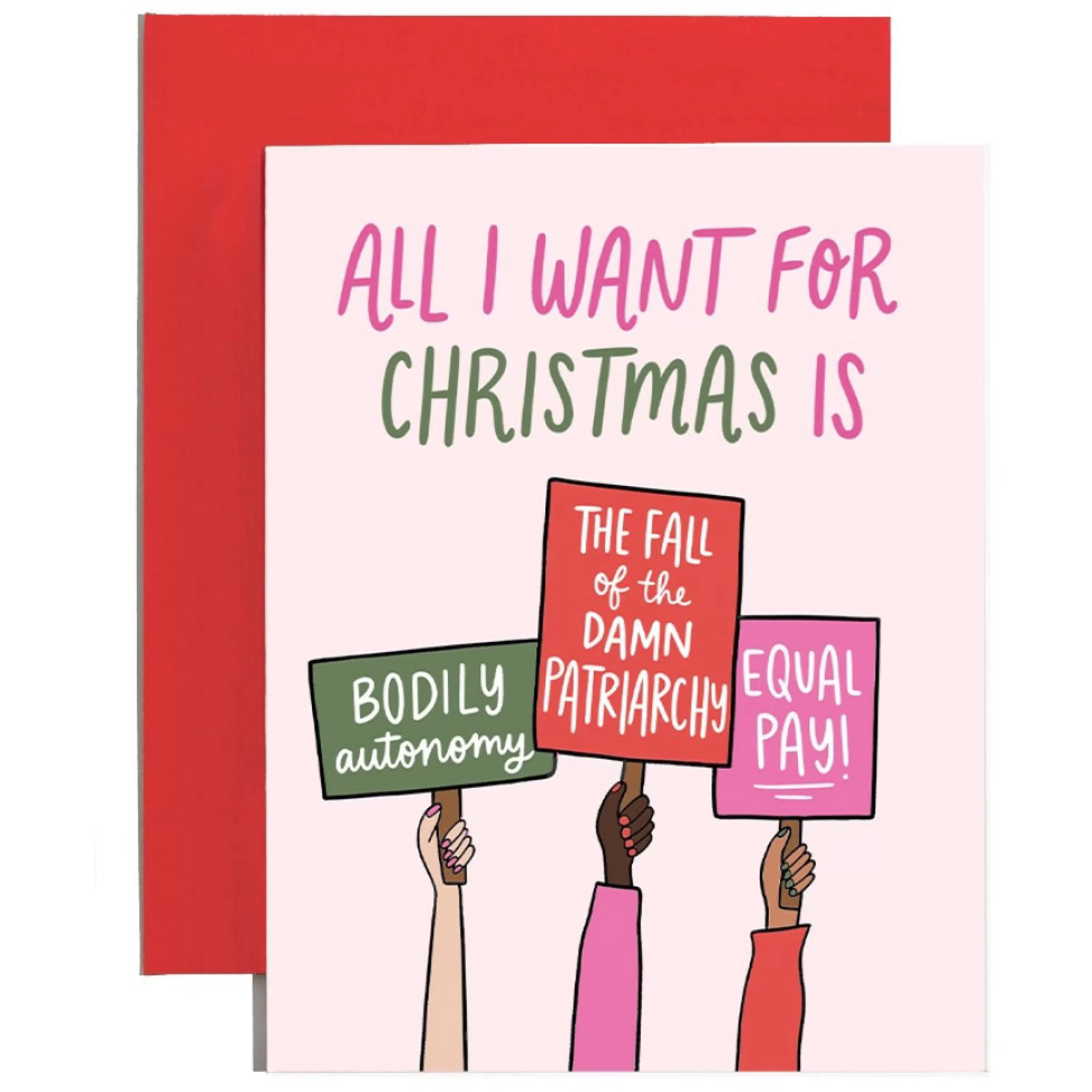 Brittany Paige Feminist Signs Christmas Wishes Card