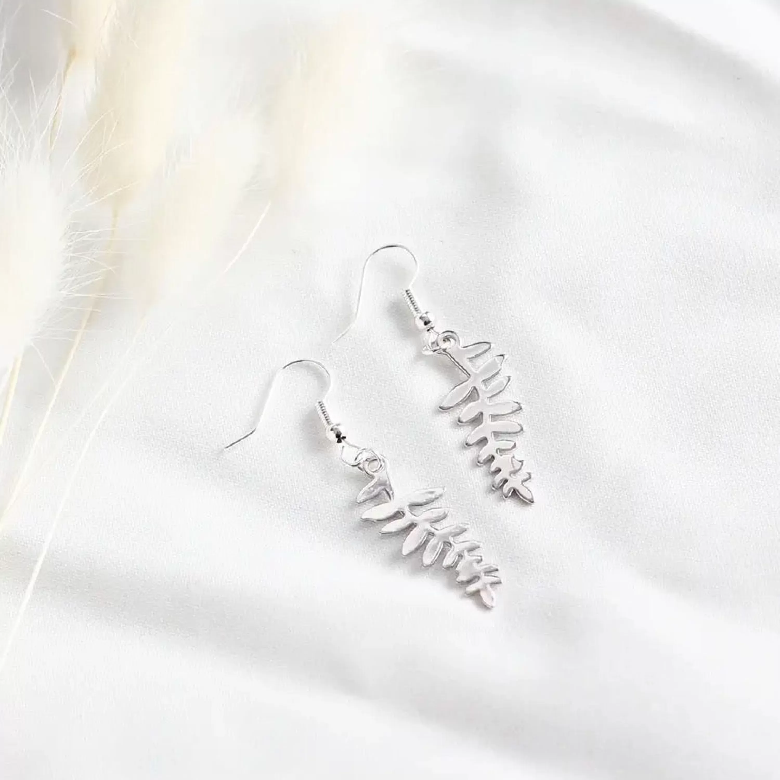 Sale Birch Jewellery Fern Leaf Earrings Silver