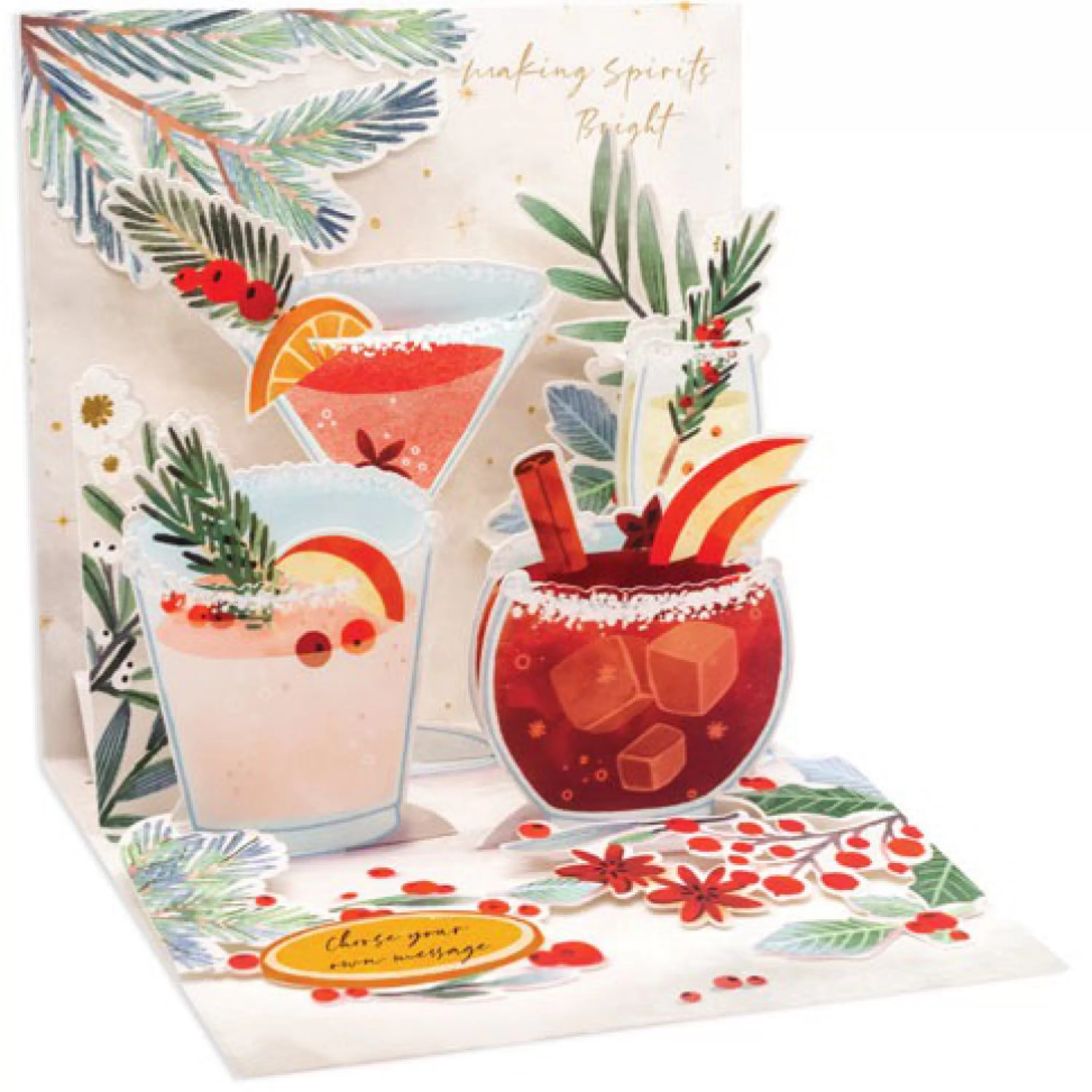 Up With Paper Festive Cocktails Pop-Up Christmas Card