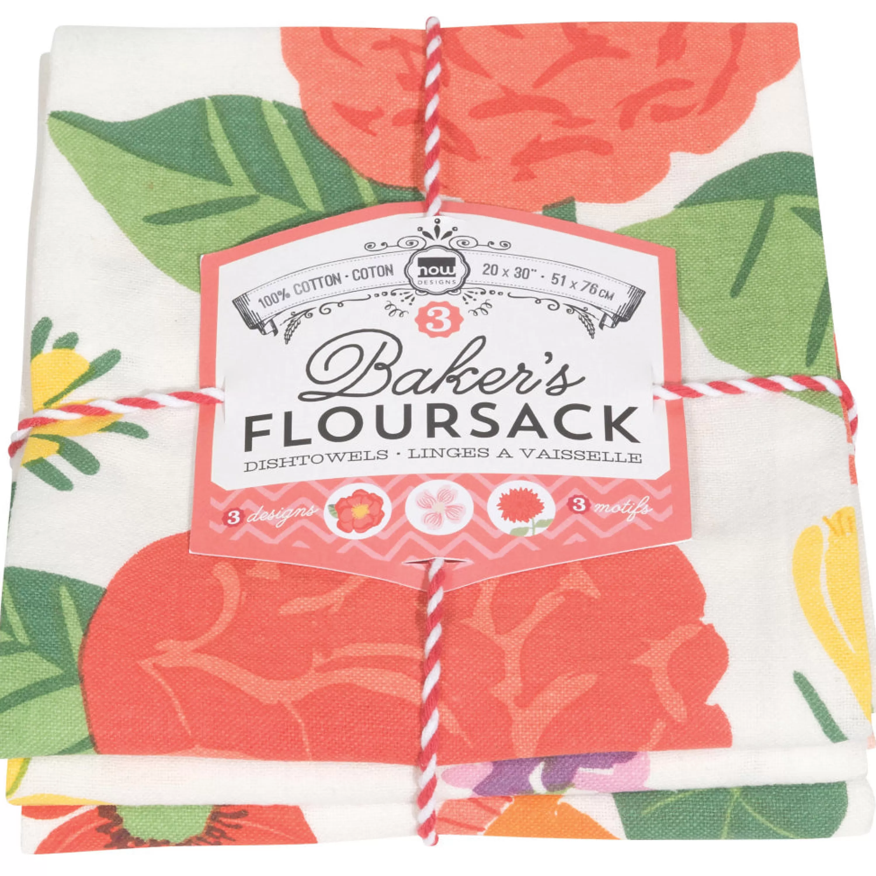 Clearance Danica Flowers Of The Month Baker's Floursack Dishtowels Set Of 3