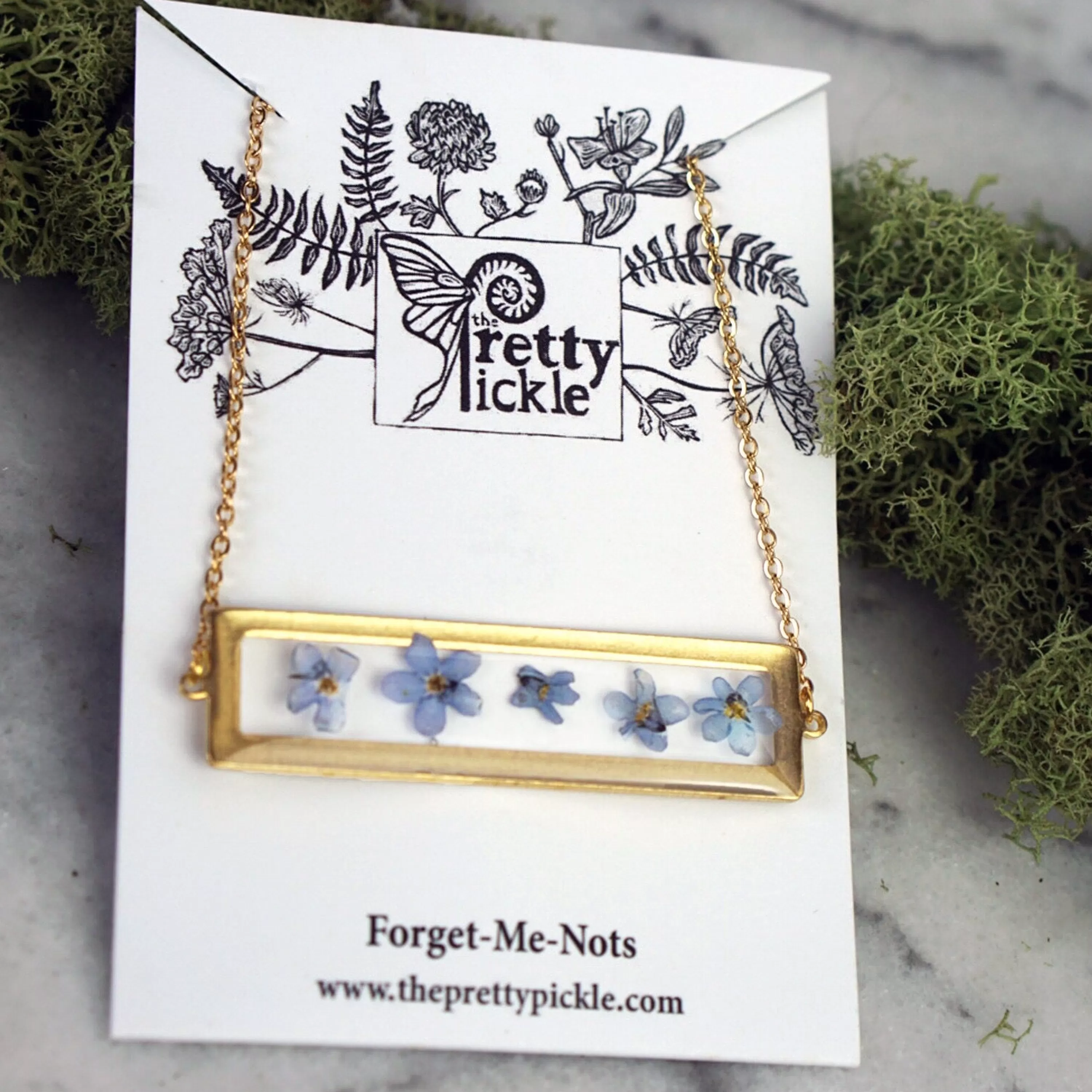 Fashion The Pretty Pickle Forget Me Not Bar Necklace