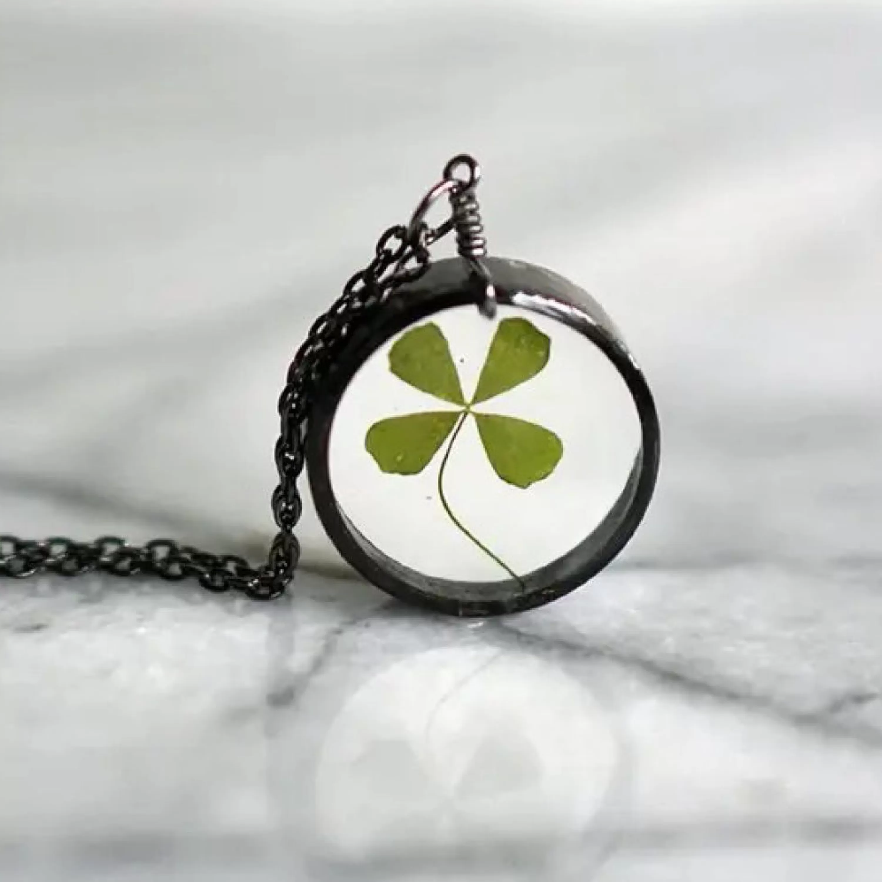 New The Pretty Pickle Four Leaf Clover Resin Necklace Copper