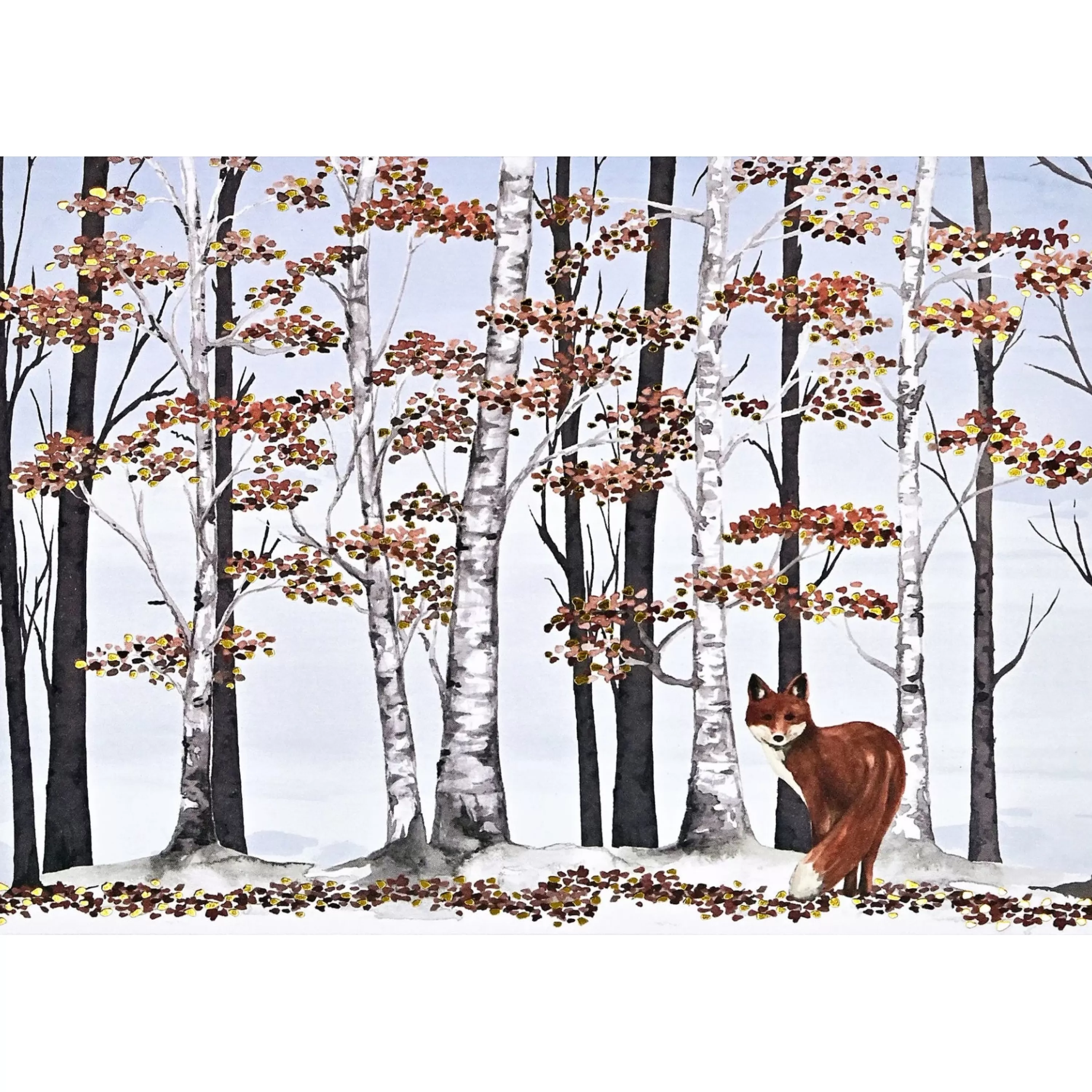 Peter Pauper Press Fox & Birches Boxed Holiday Cards