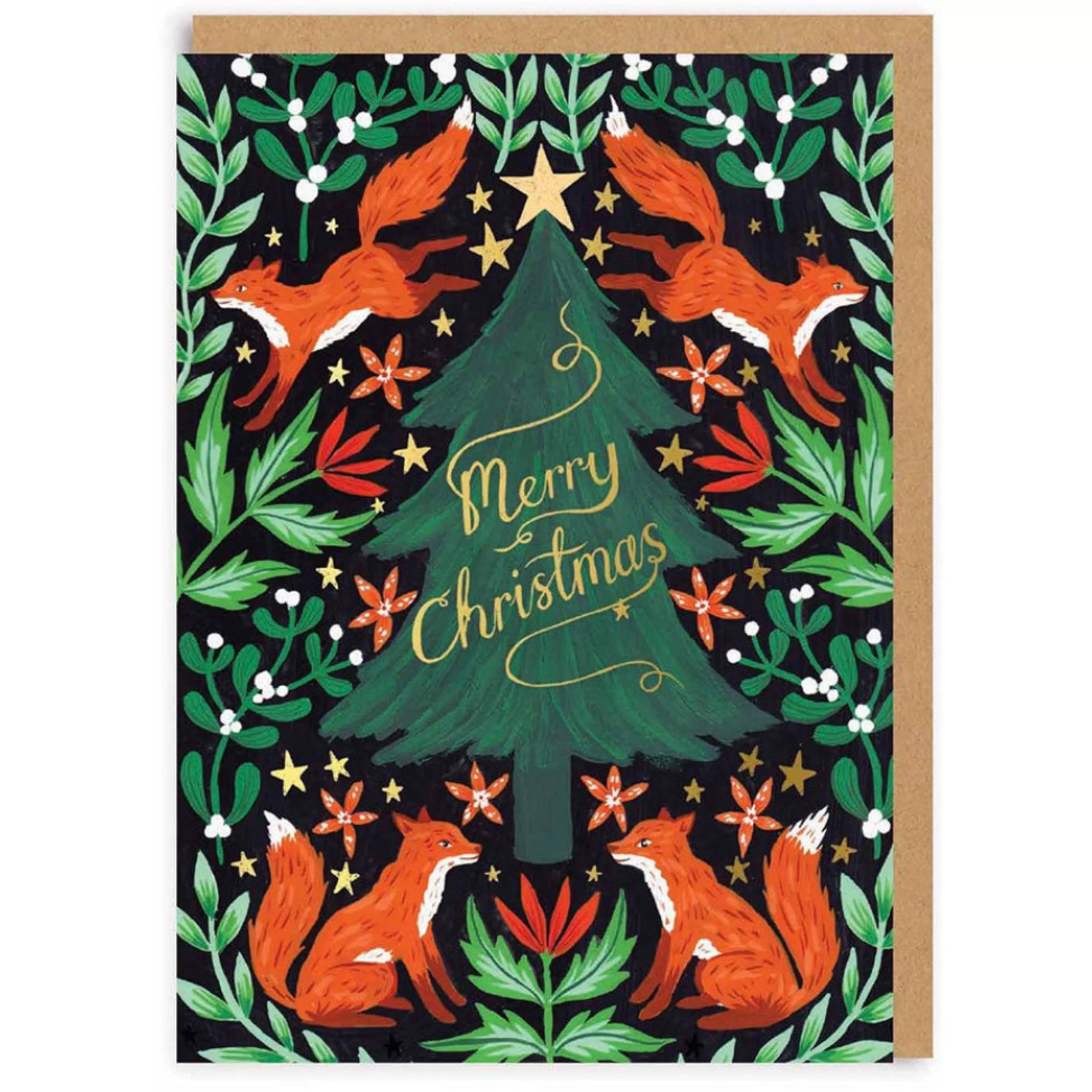 Ohh Deer Fox Christmas Tree Card