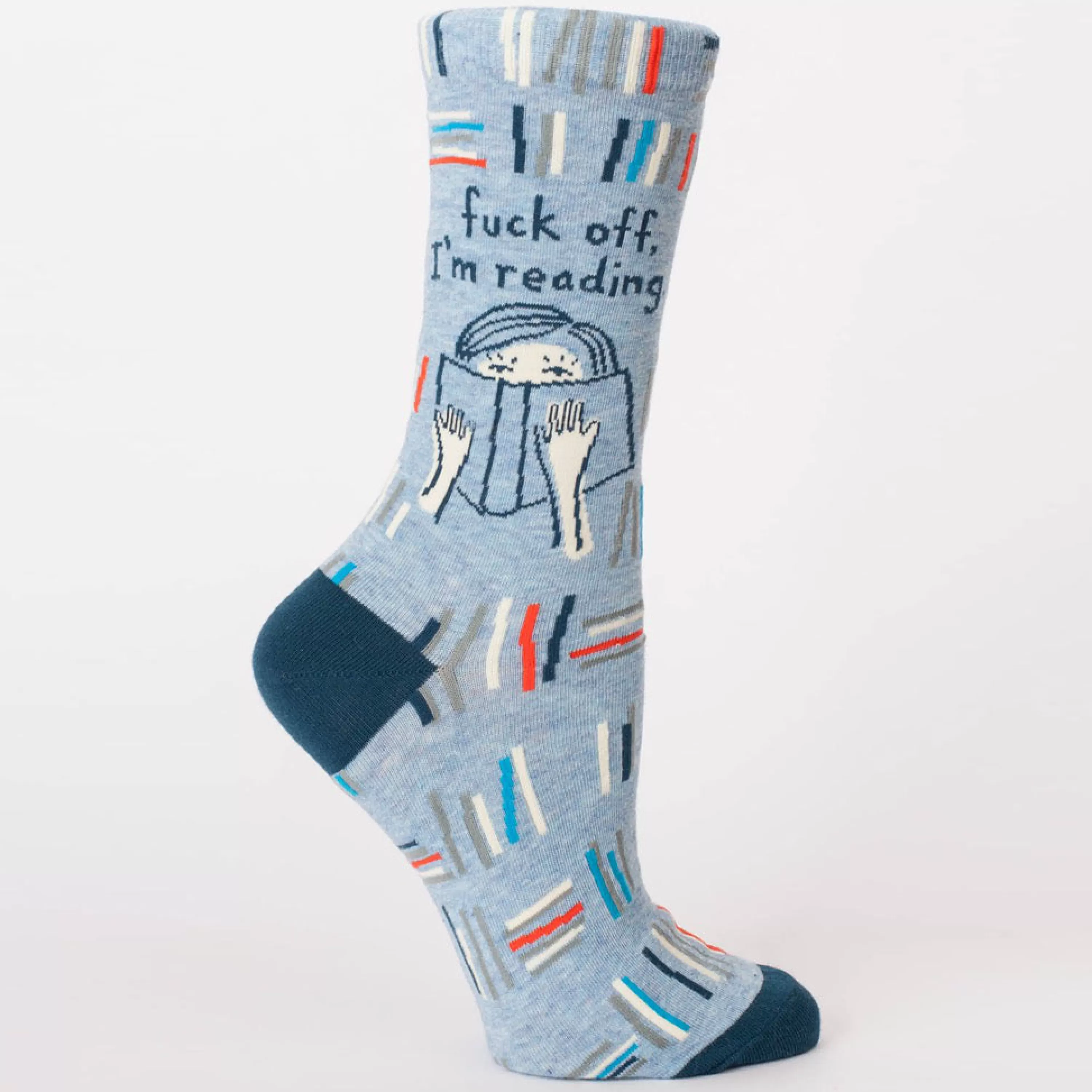 Outlet Blue Q Fuck Off, I'M Reading Crew Socks