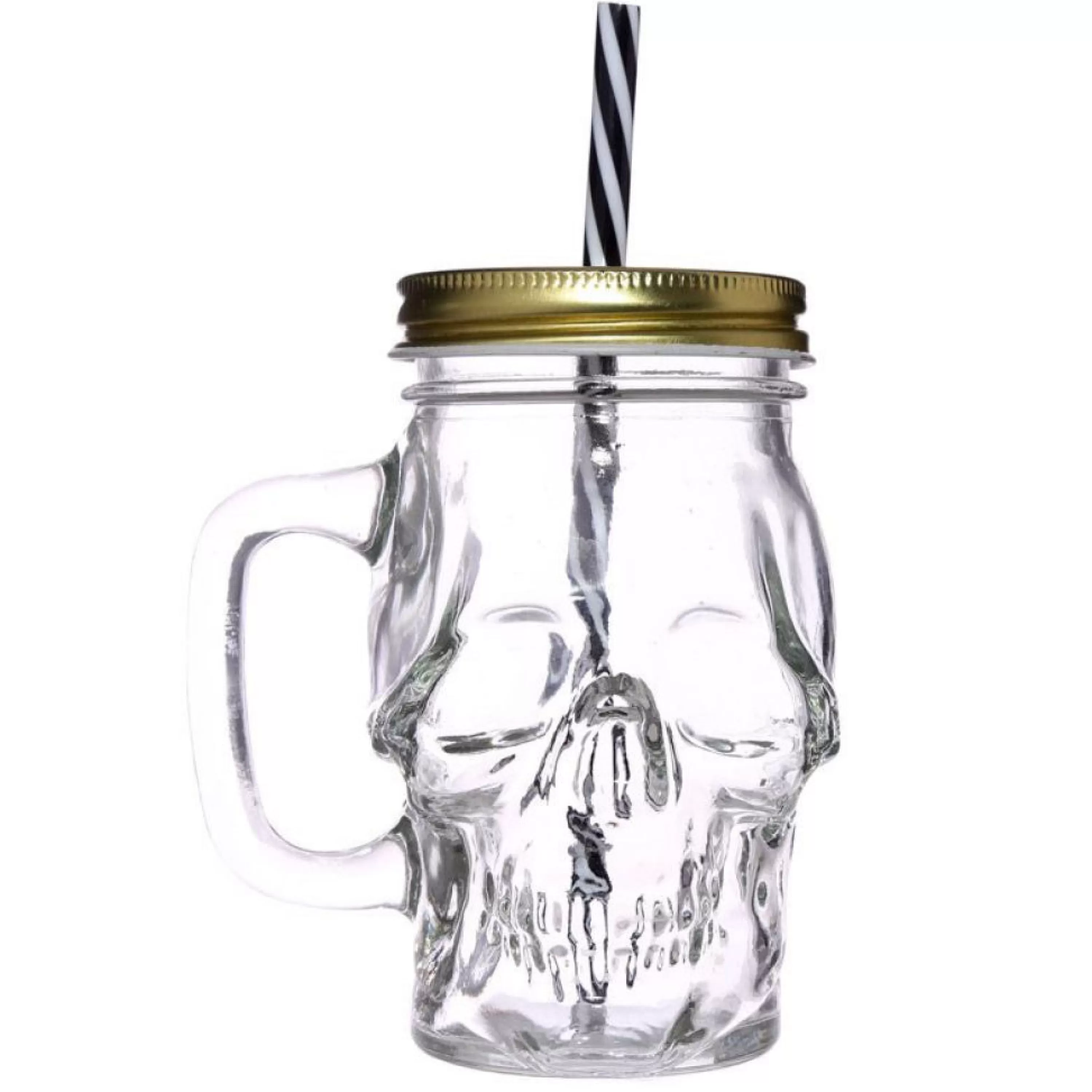 Best Puckator Glass Skull Jar With Metal Lid & Straw 350Ml