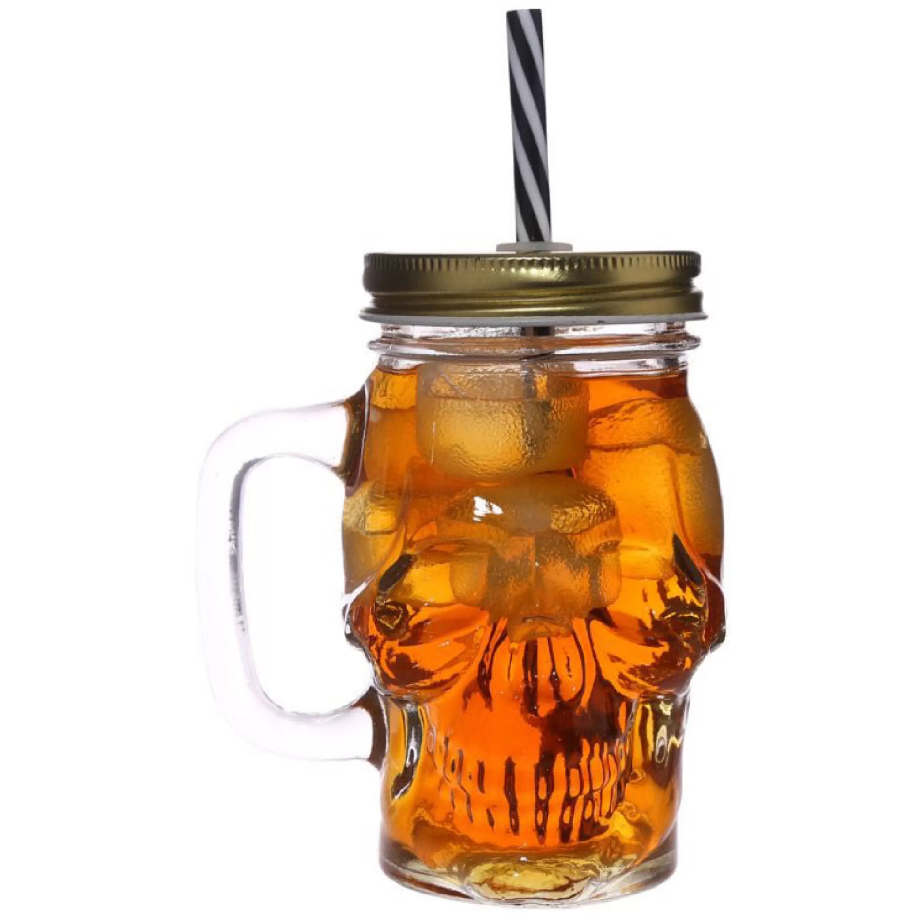 Best Puckator Glass Skull Jar With Metal Lid & Straw 350Ml