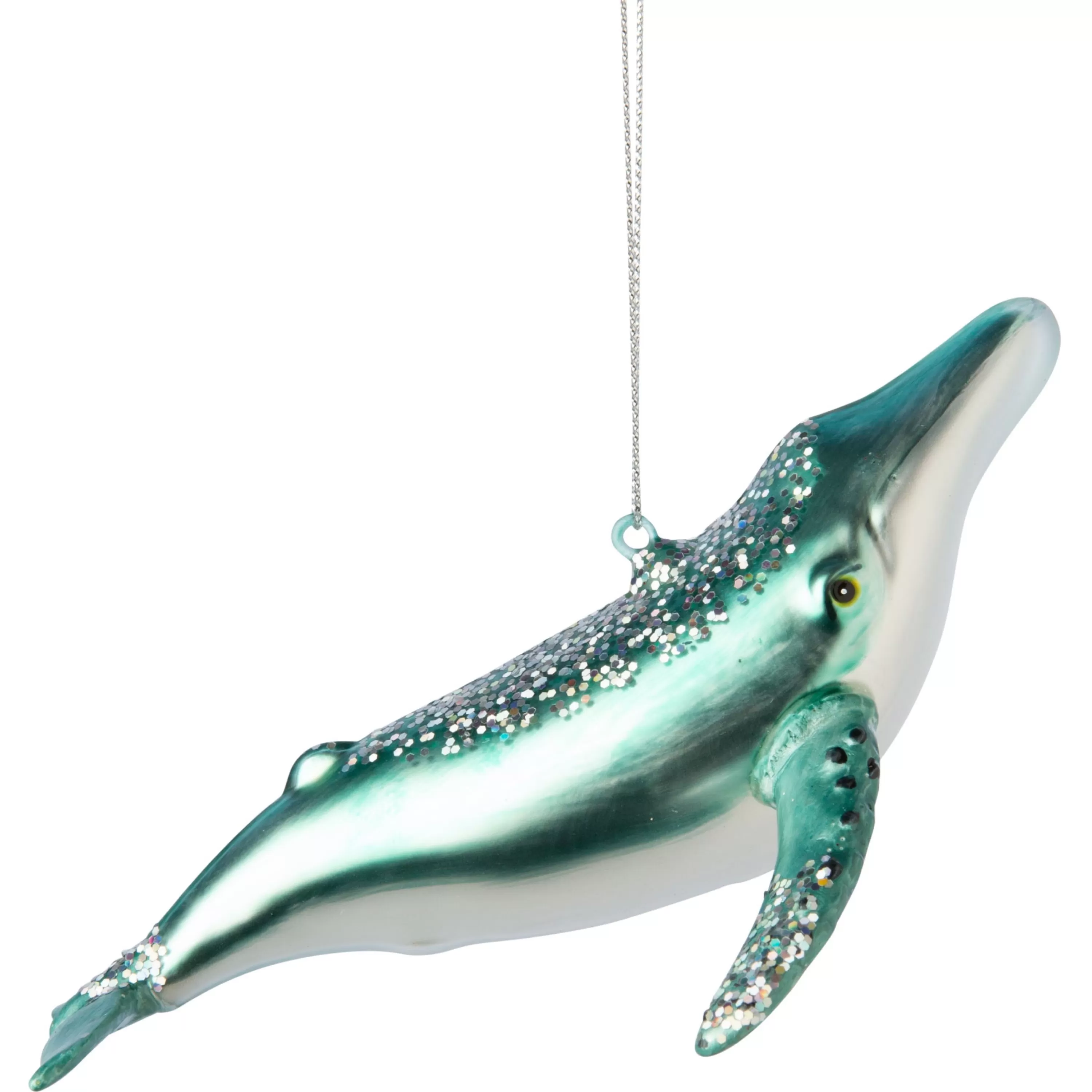 Silver Tree Glass Sperm Whale Ornament