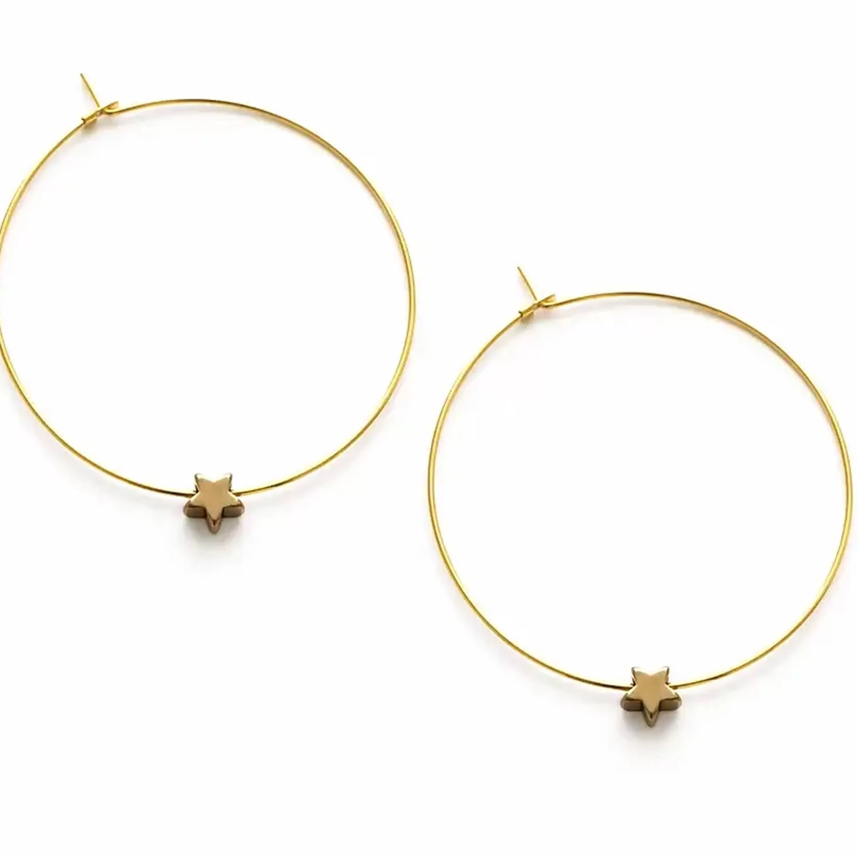 Store Mind's Eye Design Gold Hoops With Tiny Star