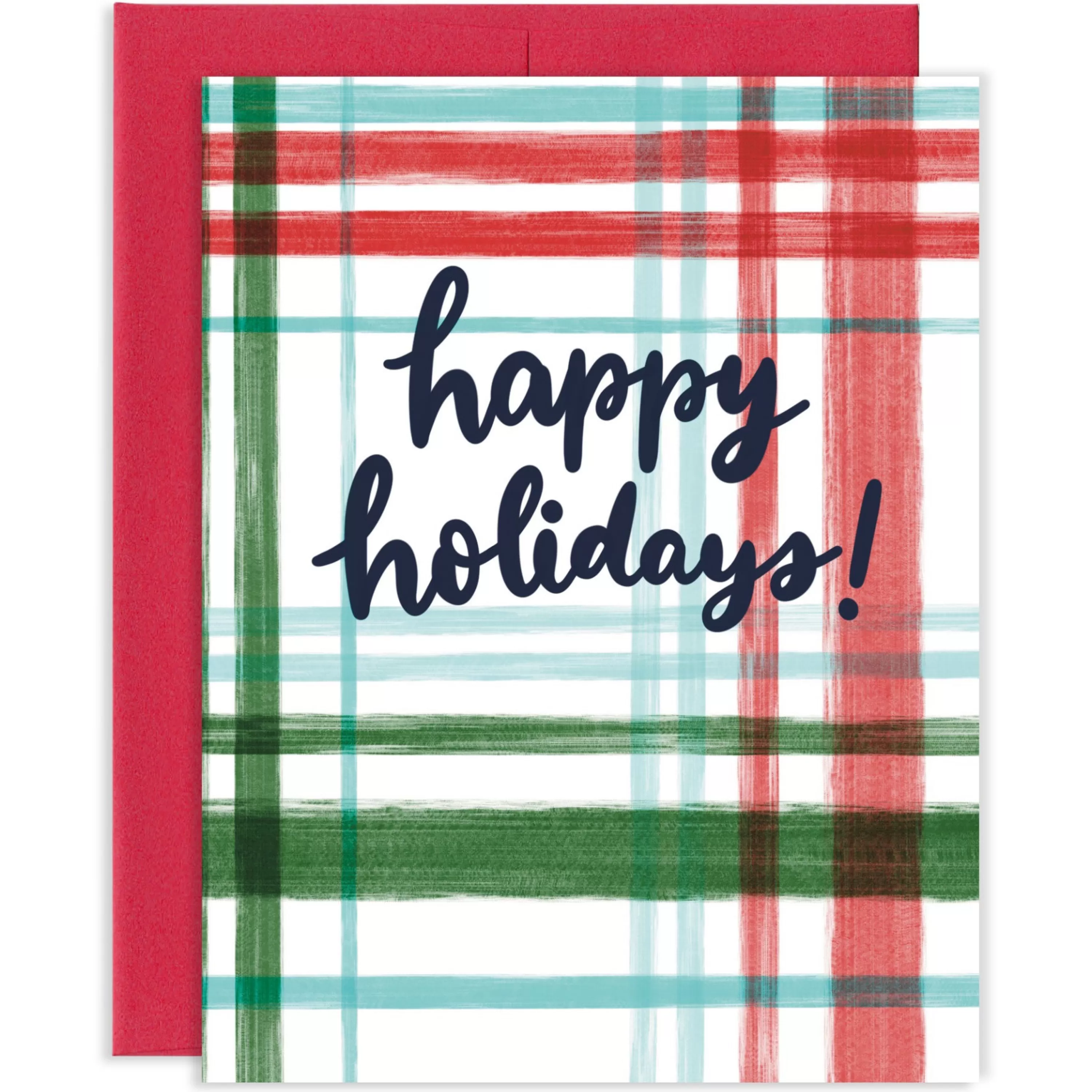 Grey Street Paper Happy Holidays Plaid Boxed Holiday Cards