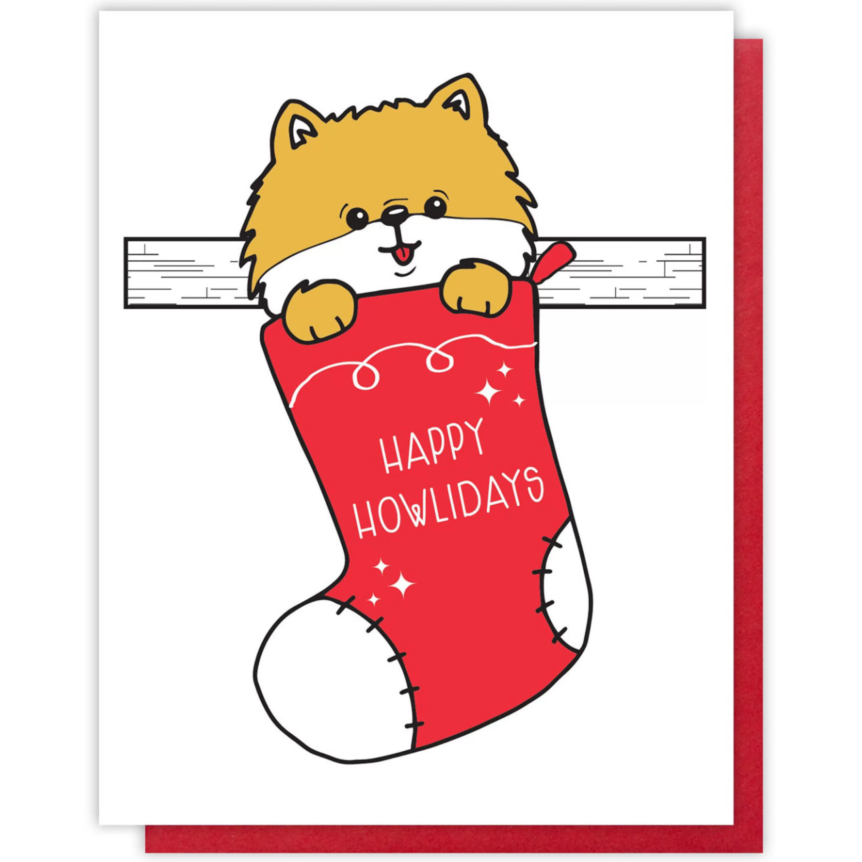 Kiss And Punch Happy Howlidays Dog In Stocking Card