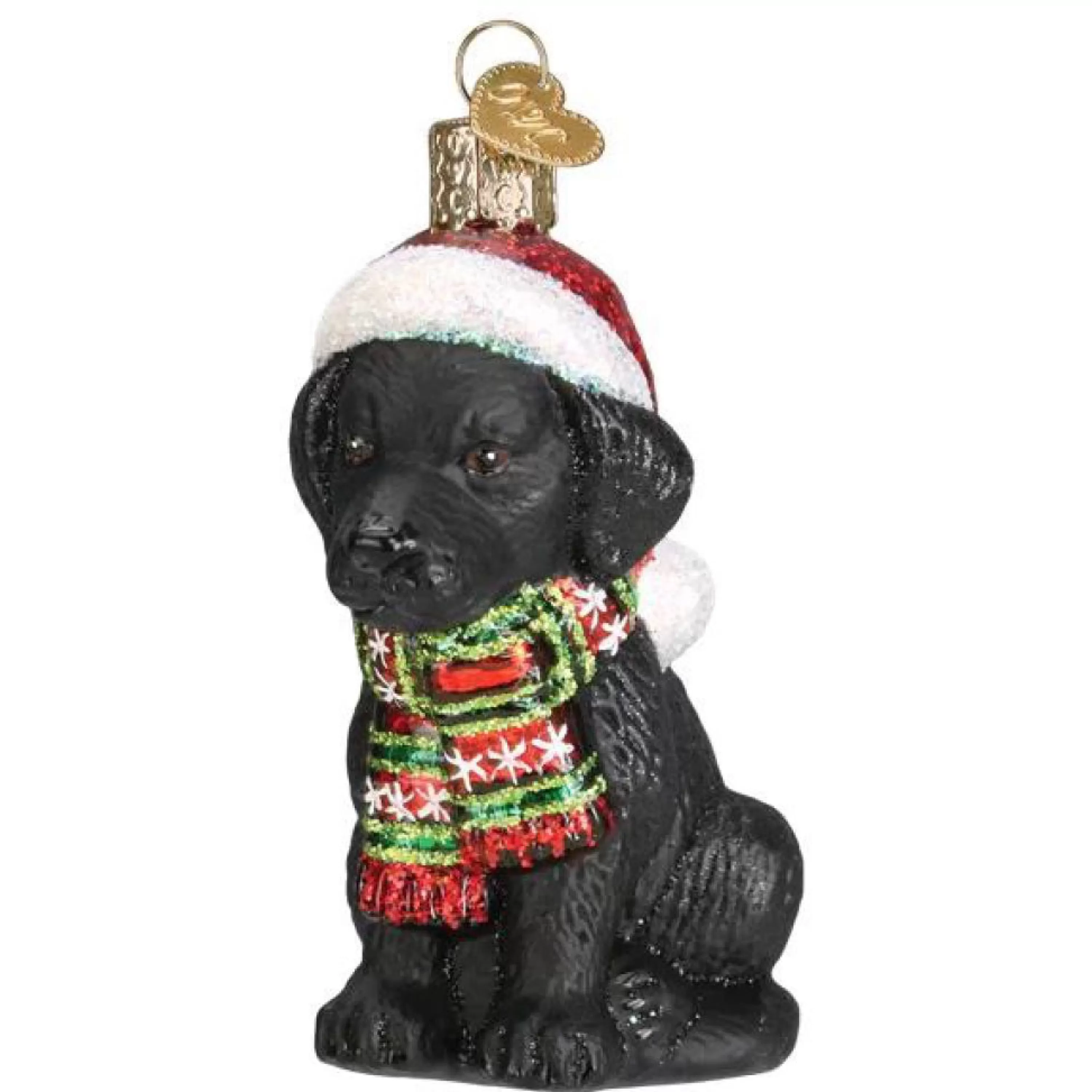 Old World Christmas Holiday Black Labrador Puppy Ornament