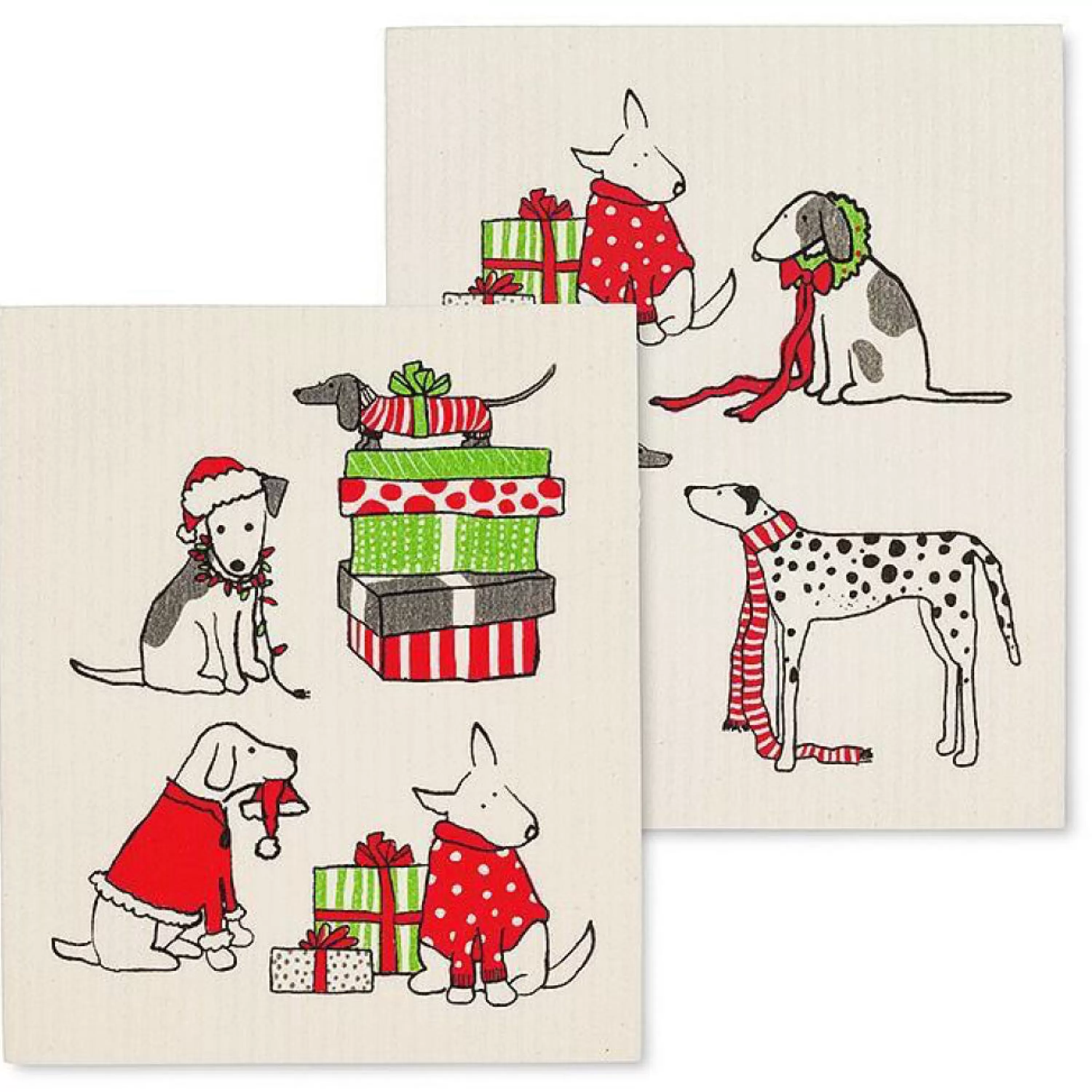 Abbott Collection Holiday Dogs Swedish Dishcloths Set Of 2